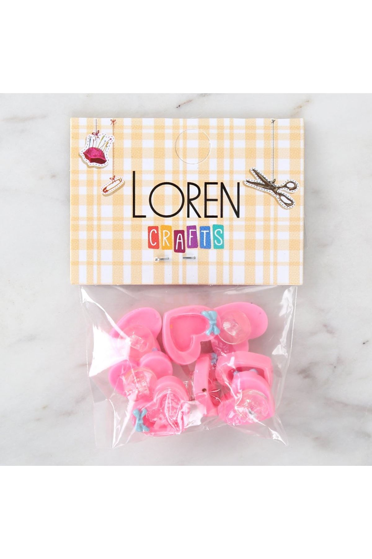 Loren Crafts Pembe 8'li Düğme - 3016