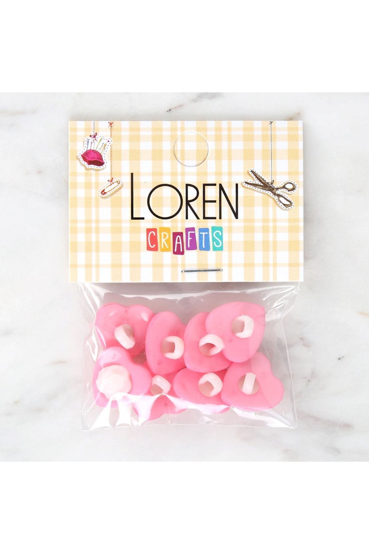 Loren Crafts Pembe 8'li Düğme - 3048