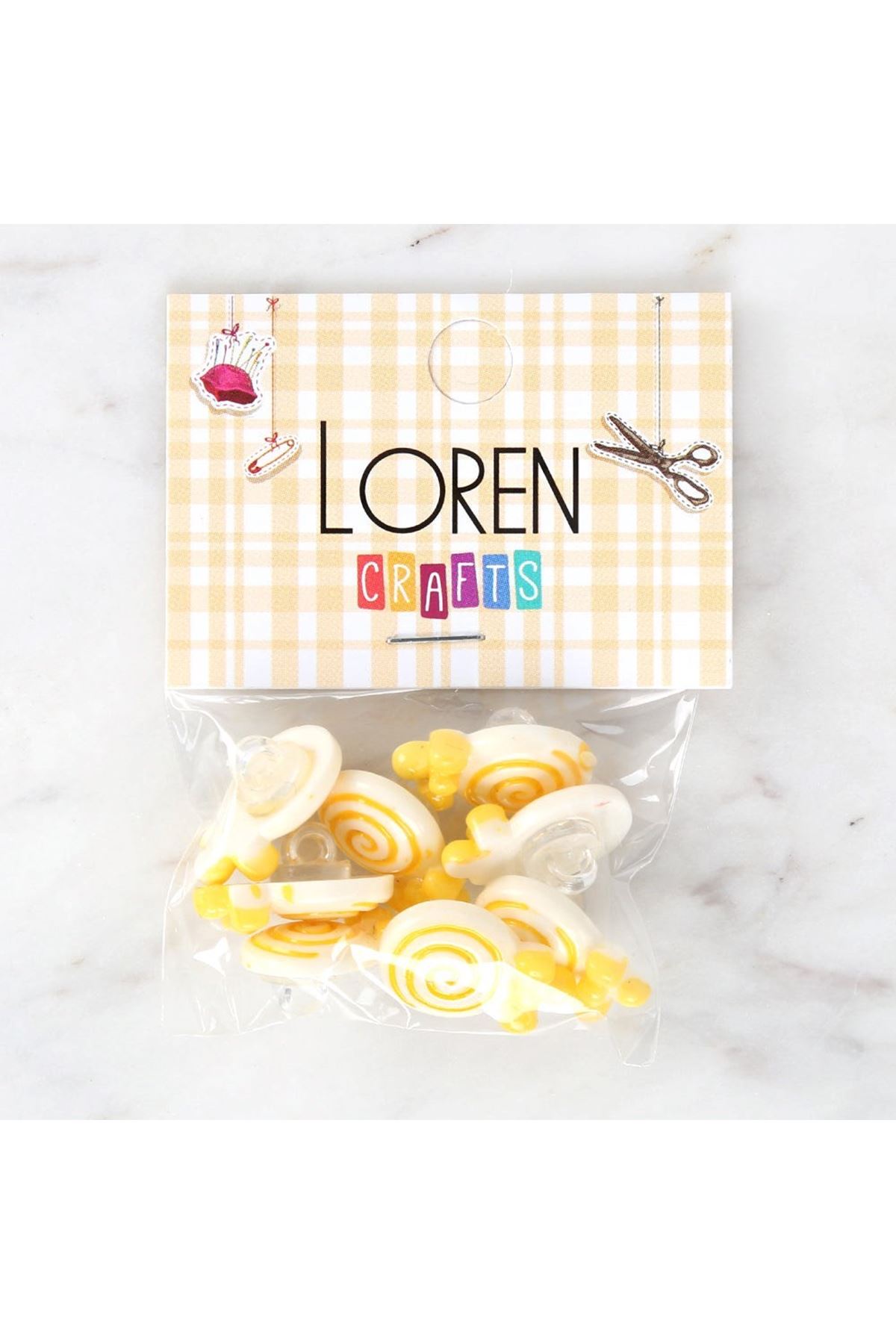 Loren Crafts Sarı 8'li Düğme - 3027