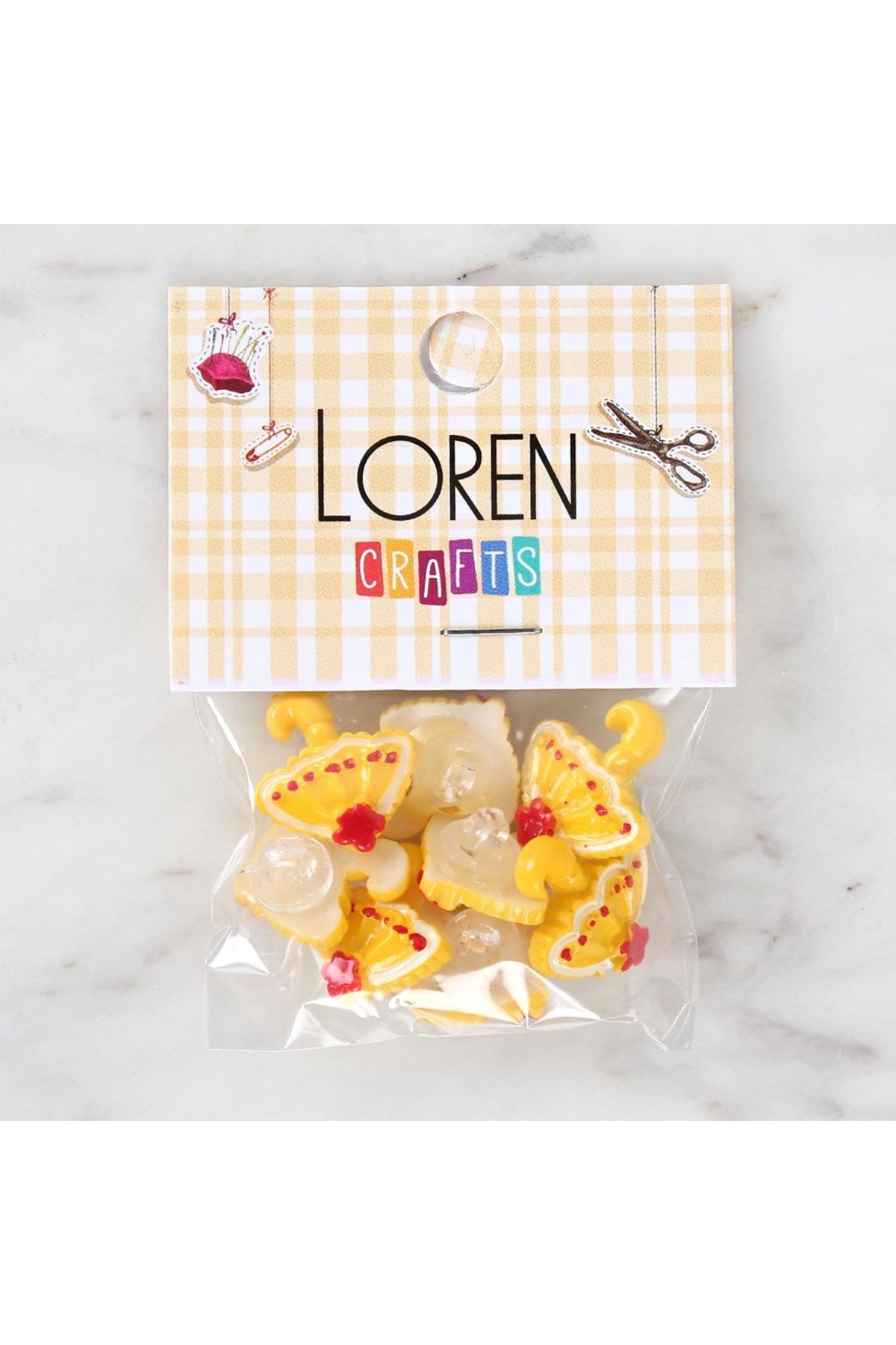 Loren Crafts Sarı 8'li Düğme - 3009