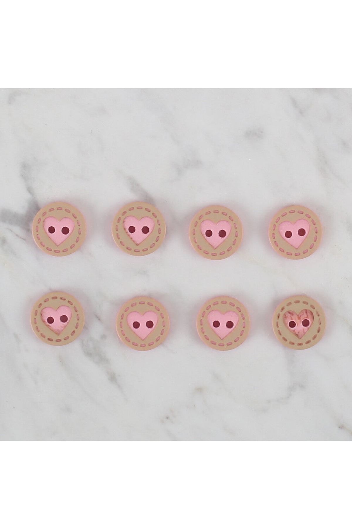 Loren Crafts 8 li Pembe Kalp Düğme - 328