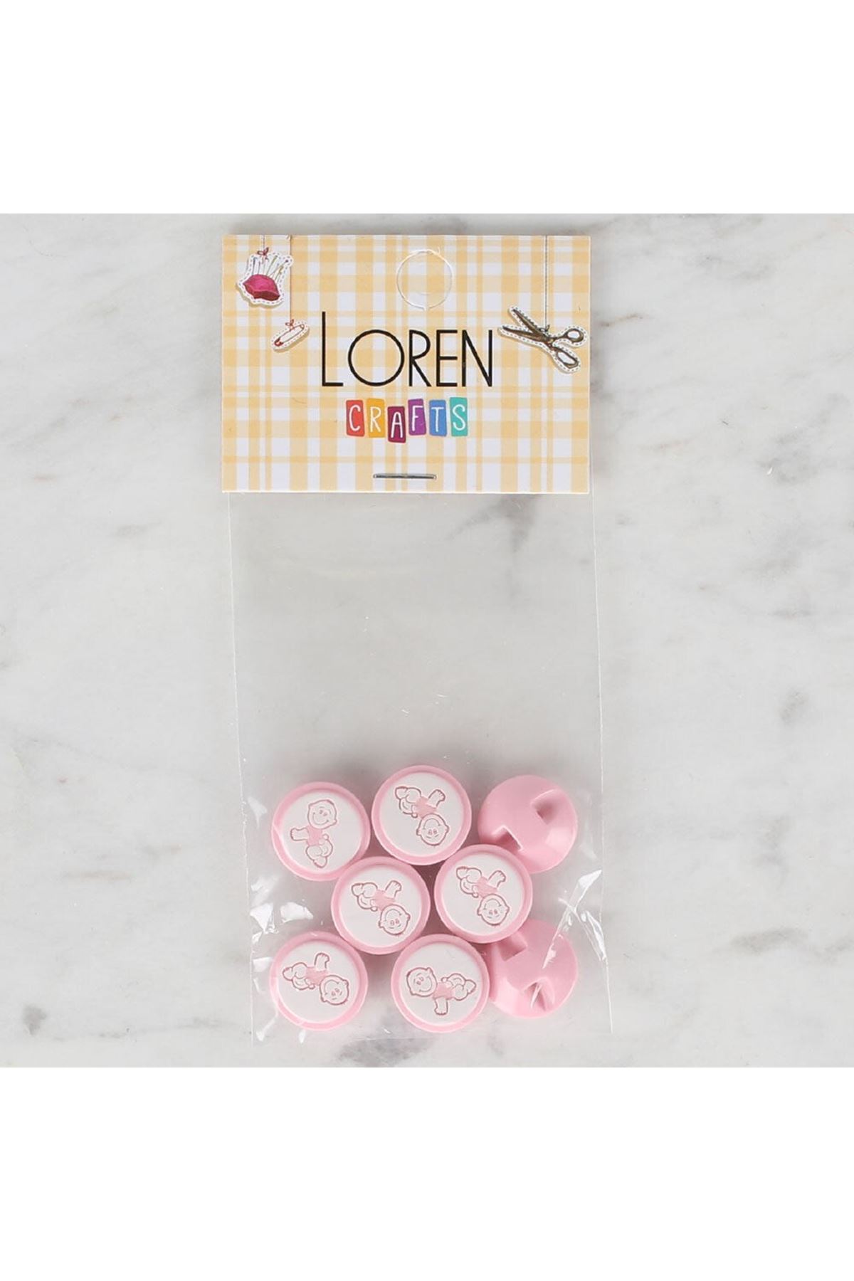 Loren Crafts 8 li Pembe Bebek Düğme - 376