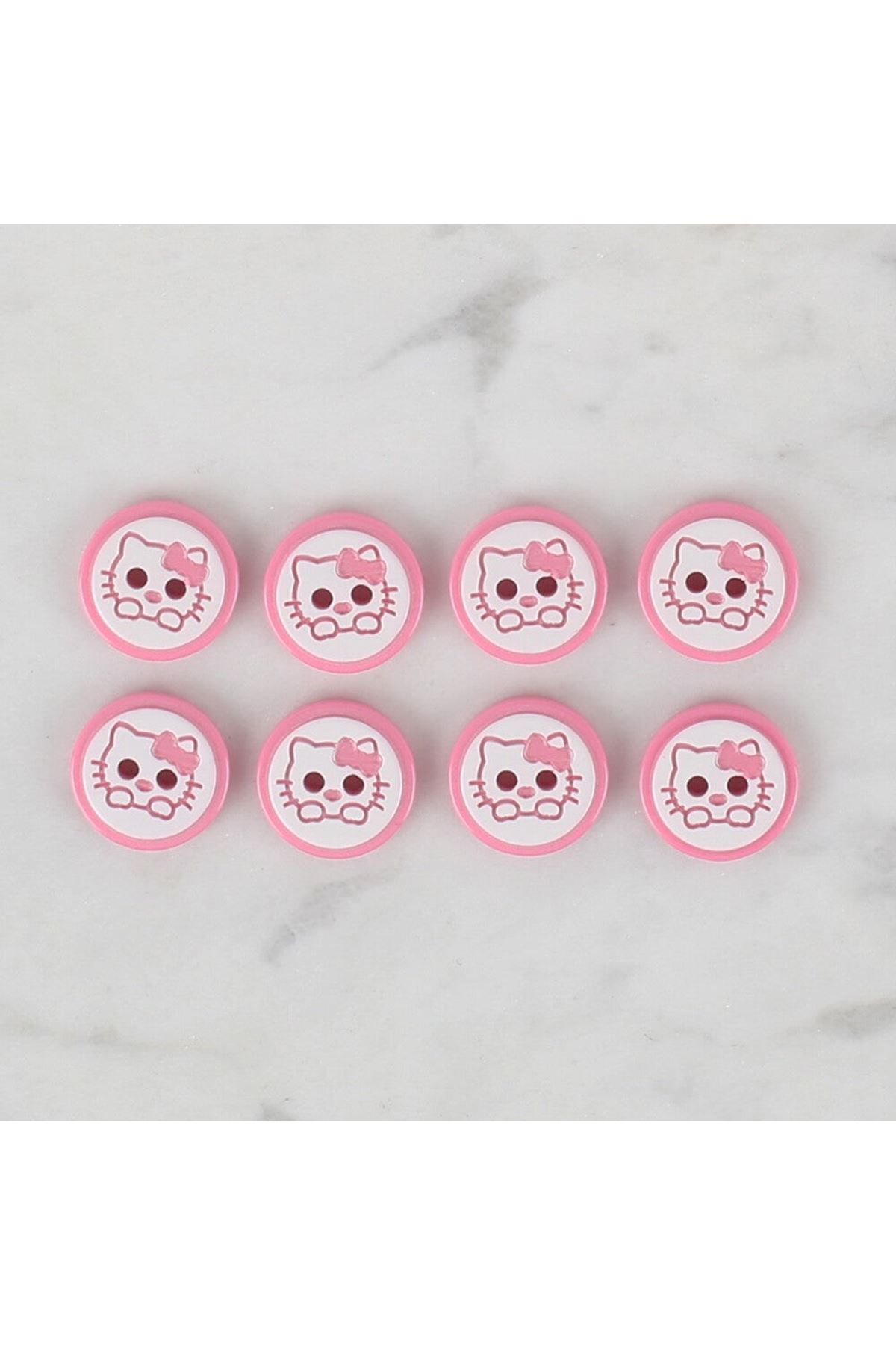 Loren Crafts 8 li Pembe Kedi Düğme - 584