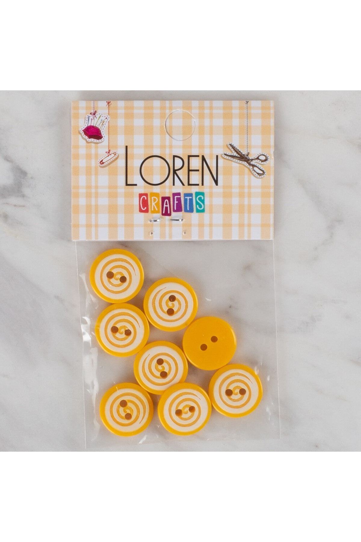 Loren Crafts 8 li Sarı Yuvarlak Düğme - 455
