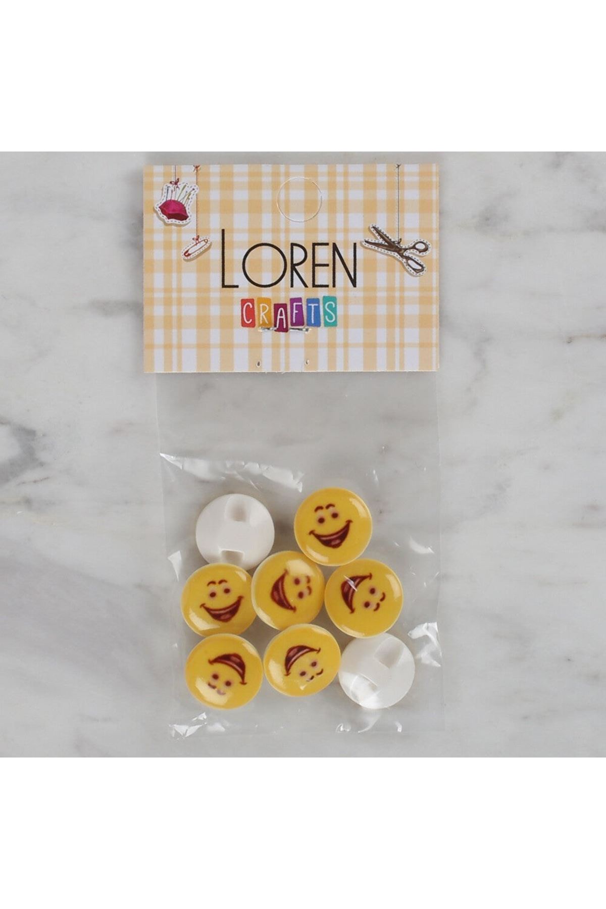 Loren Crafts 8 li Sarı Düğme - 666