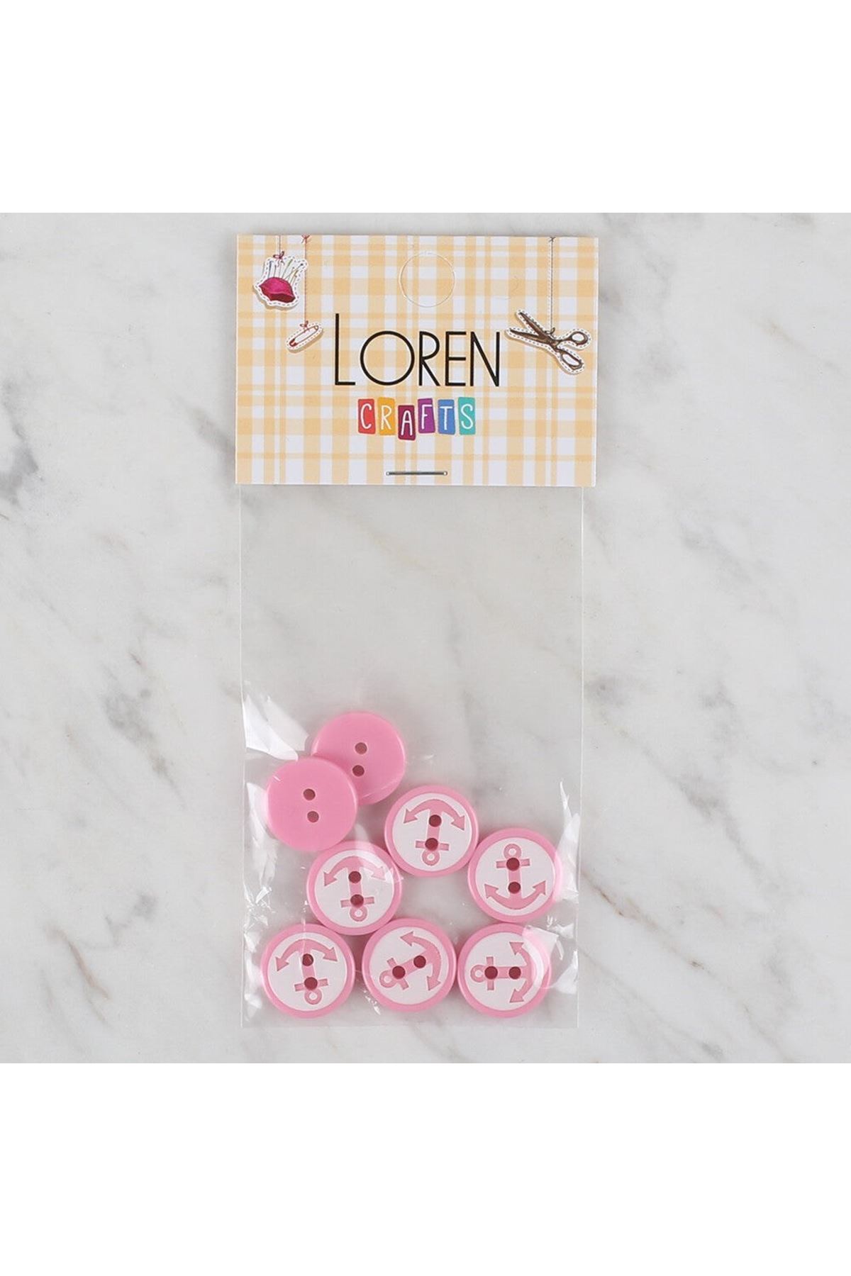 Loren Crafts 8 li Pembe Çapa Düğme - 608