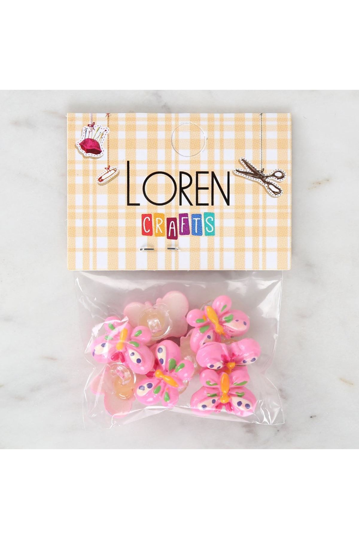 Loren Crafts Pembe 8'li Düğme - 3022