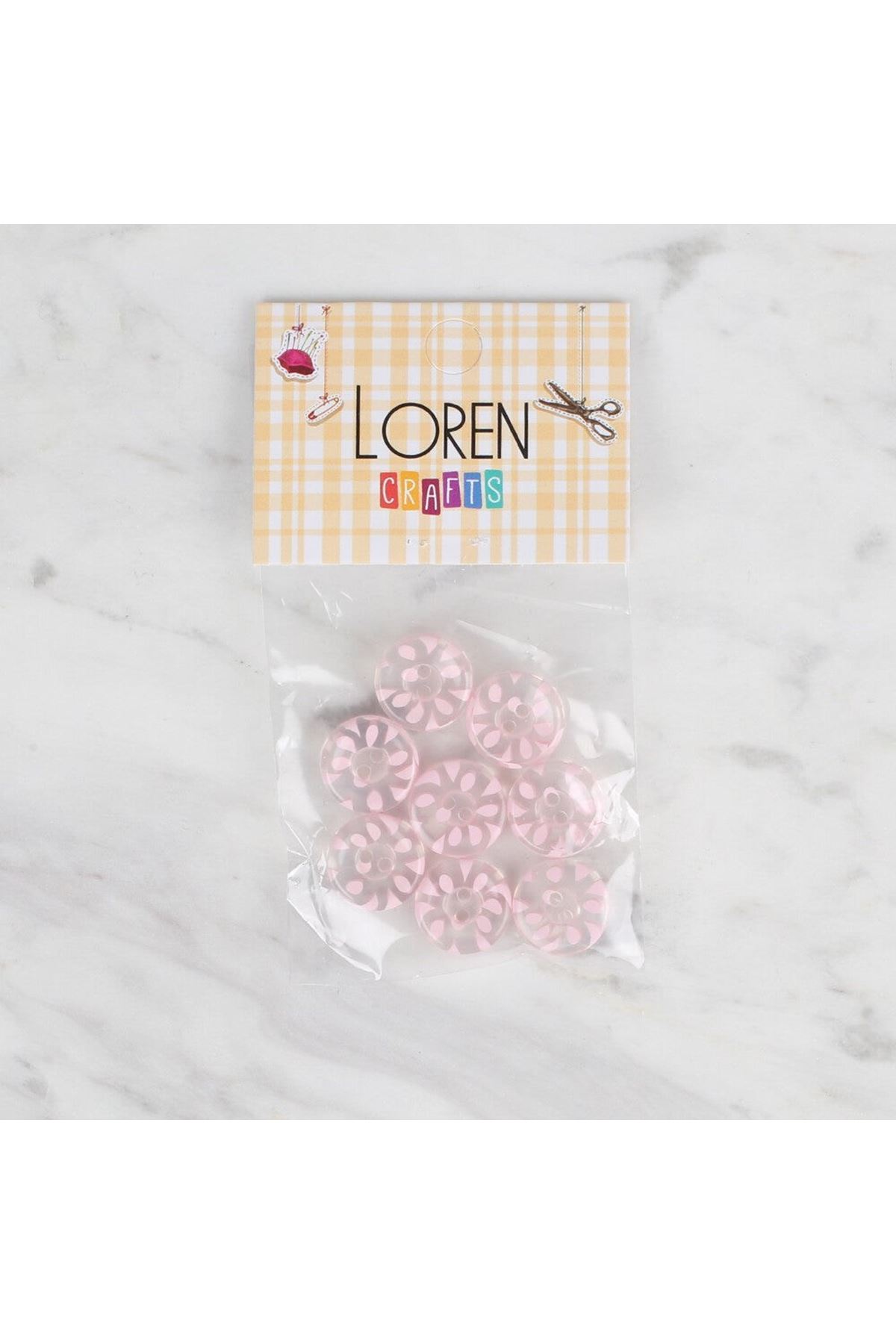 Loren Crafts 8 li Şefaf Pembe Düğme - 33