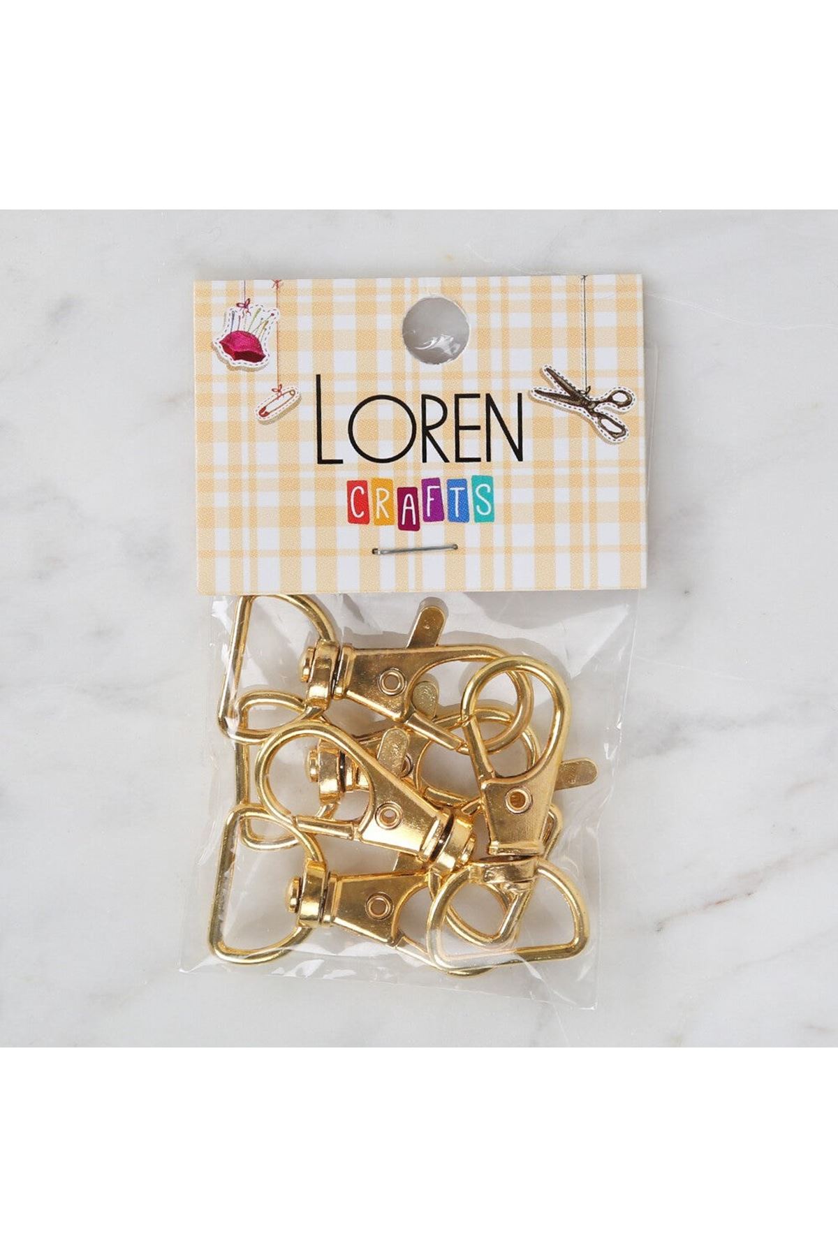 Loren Altın Papağan Klips Halkalı Anahtarlık 5 li