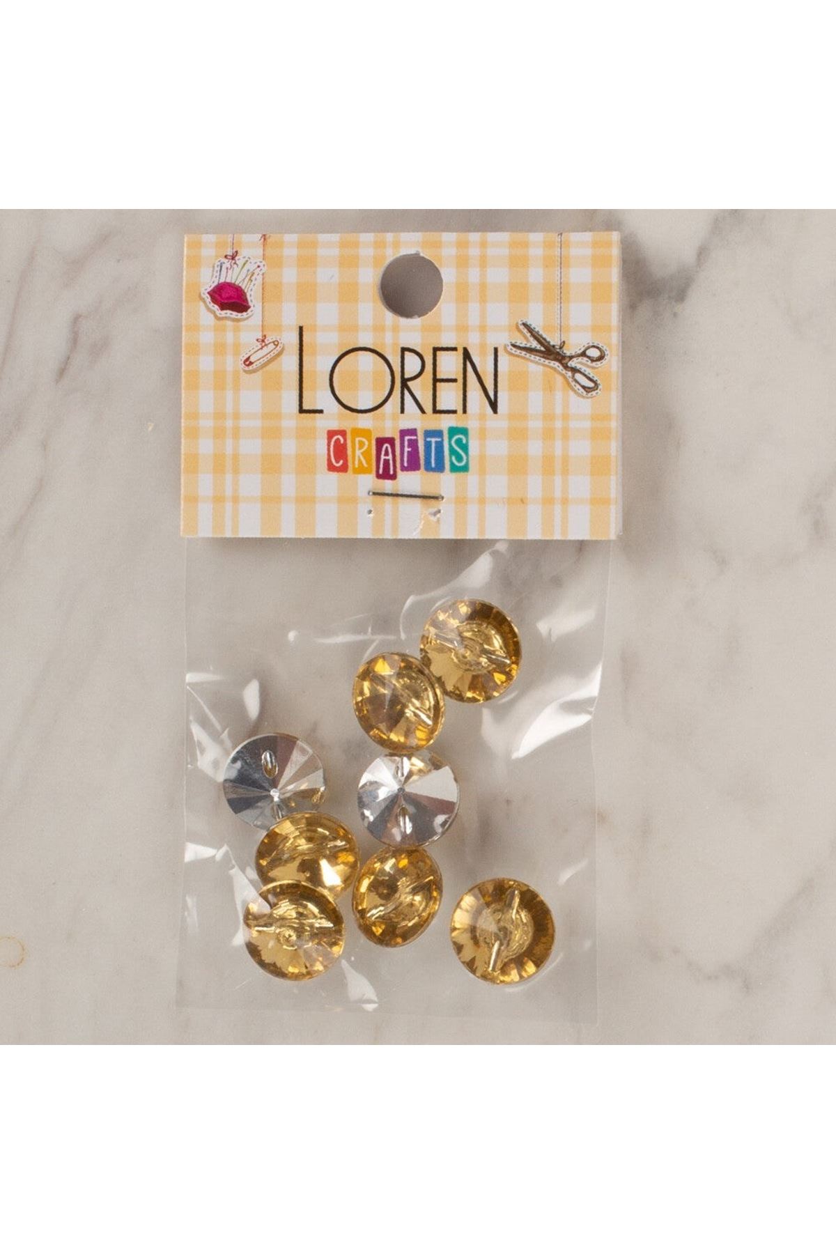 Loren Crafts altın sarısı 8 li düğme - 207