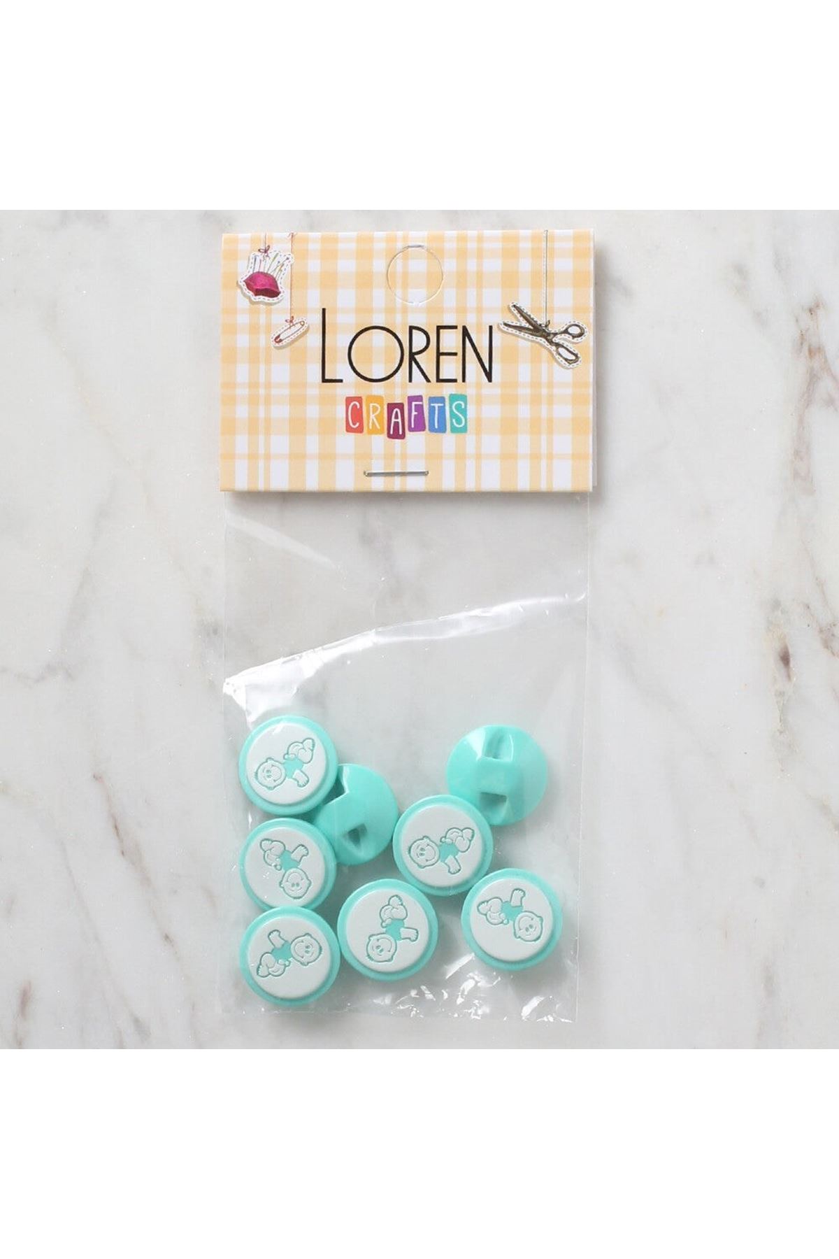 Loren Crafts 8 li Yeşil Bebe Düğme - 372