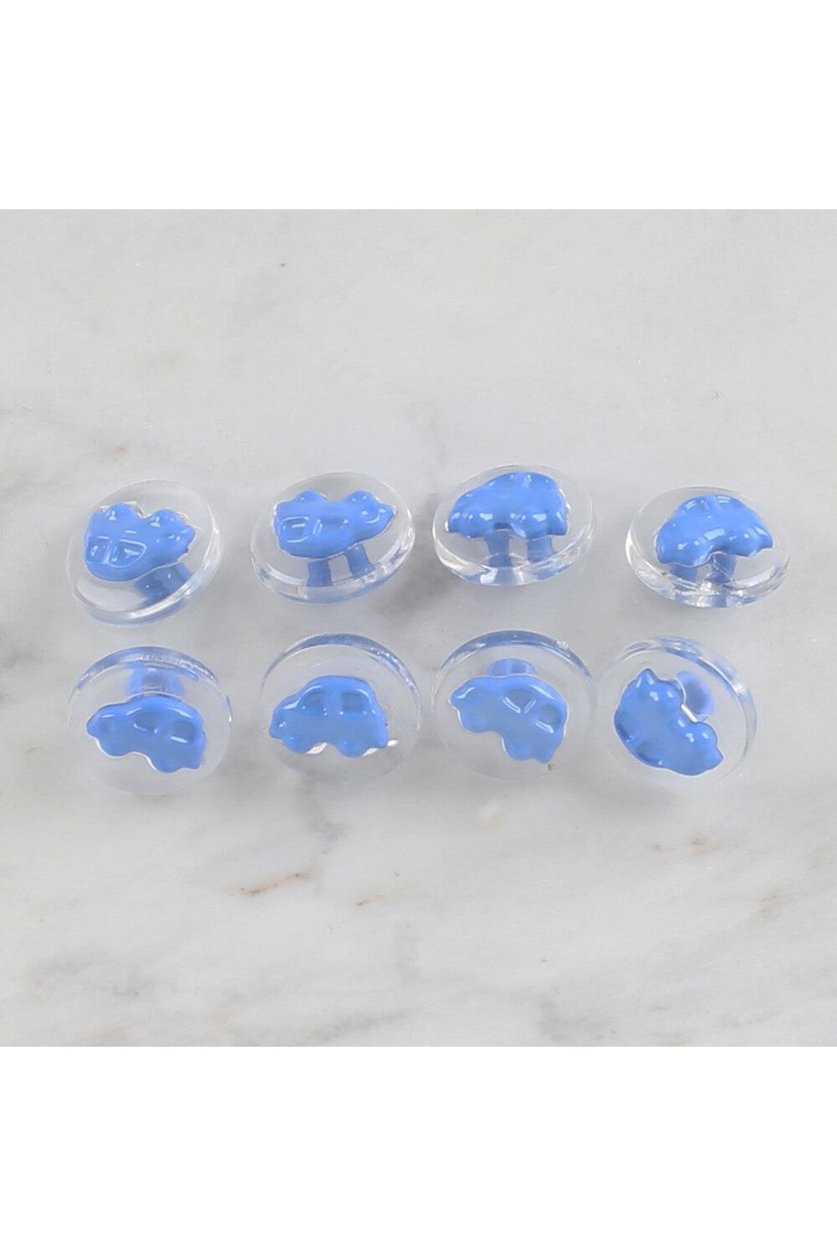 Loren Crafts 8 li Şeffaf Mavi Araba Düğme - 261