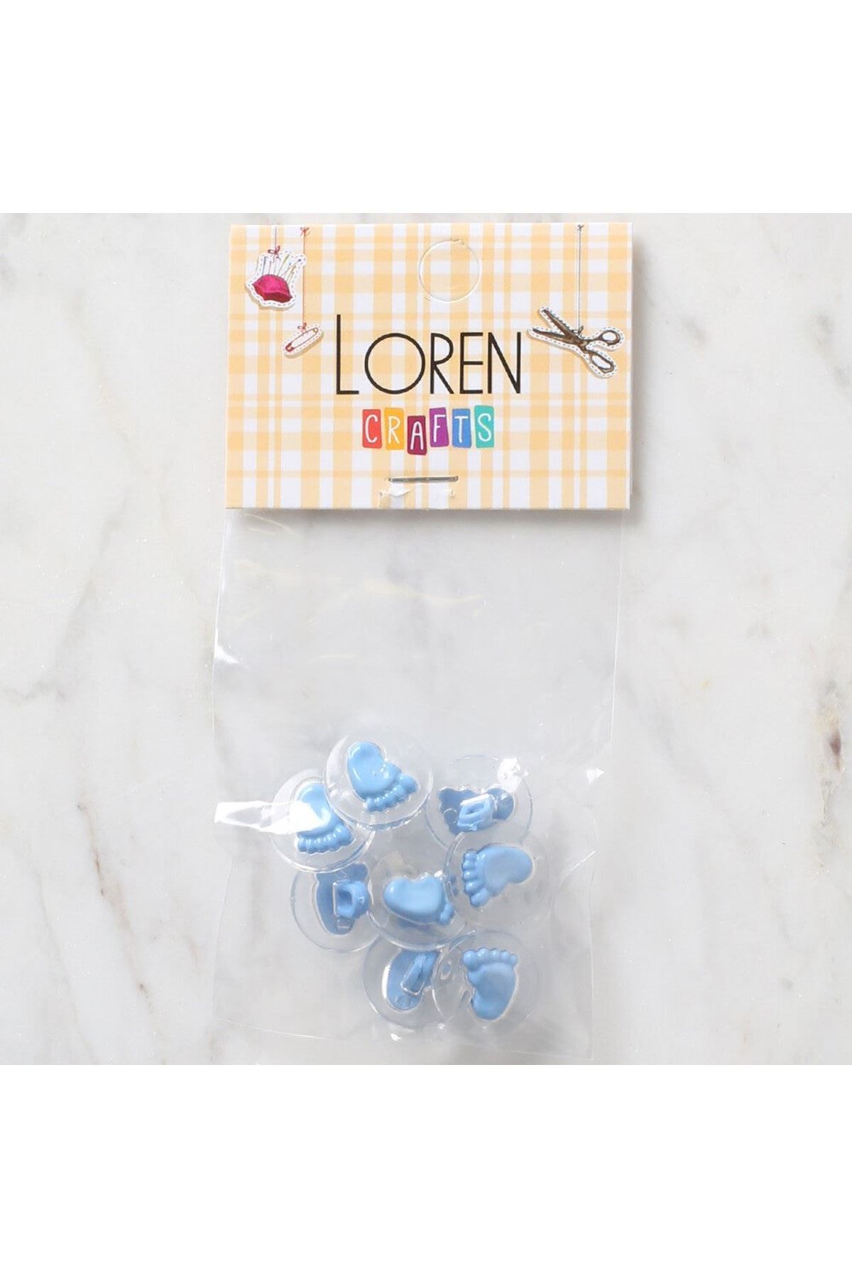 Loren Crafts 8 li Şeffaf Mavi Ayak Düğme - 272