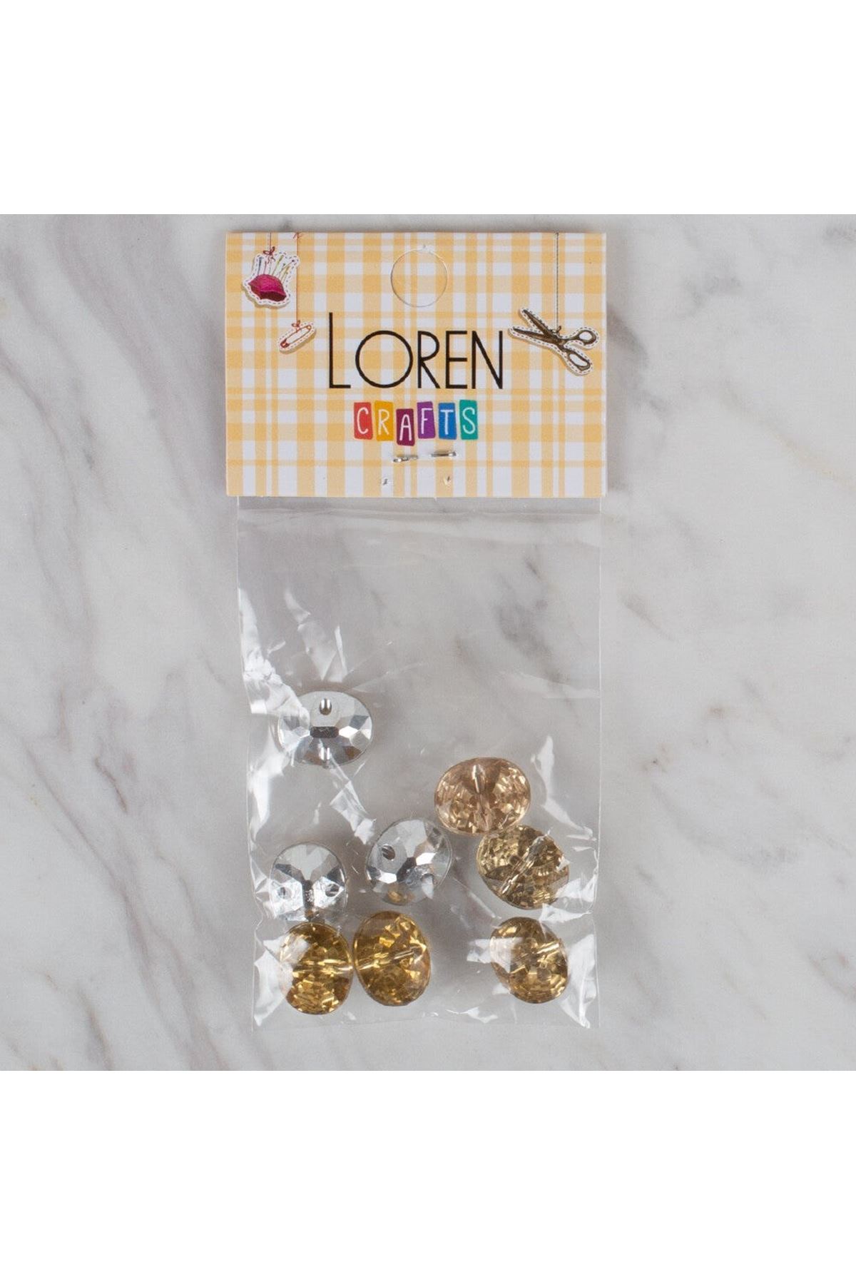 Loren Crafts altın sarısı 8 li düğme - 244