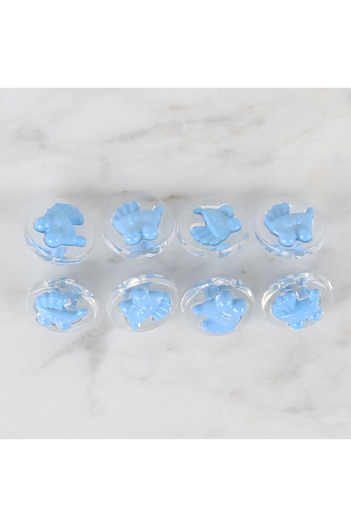 Loren Crafts 8 li Şeffaf Mavi Bebek Arabası Düğme