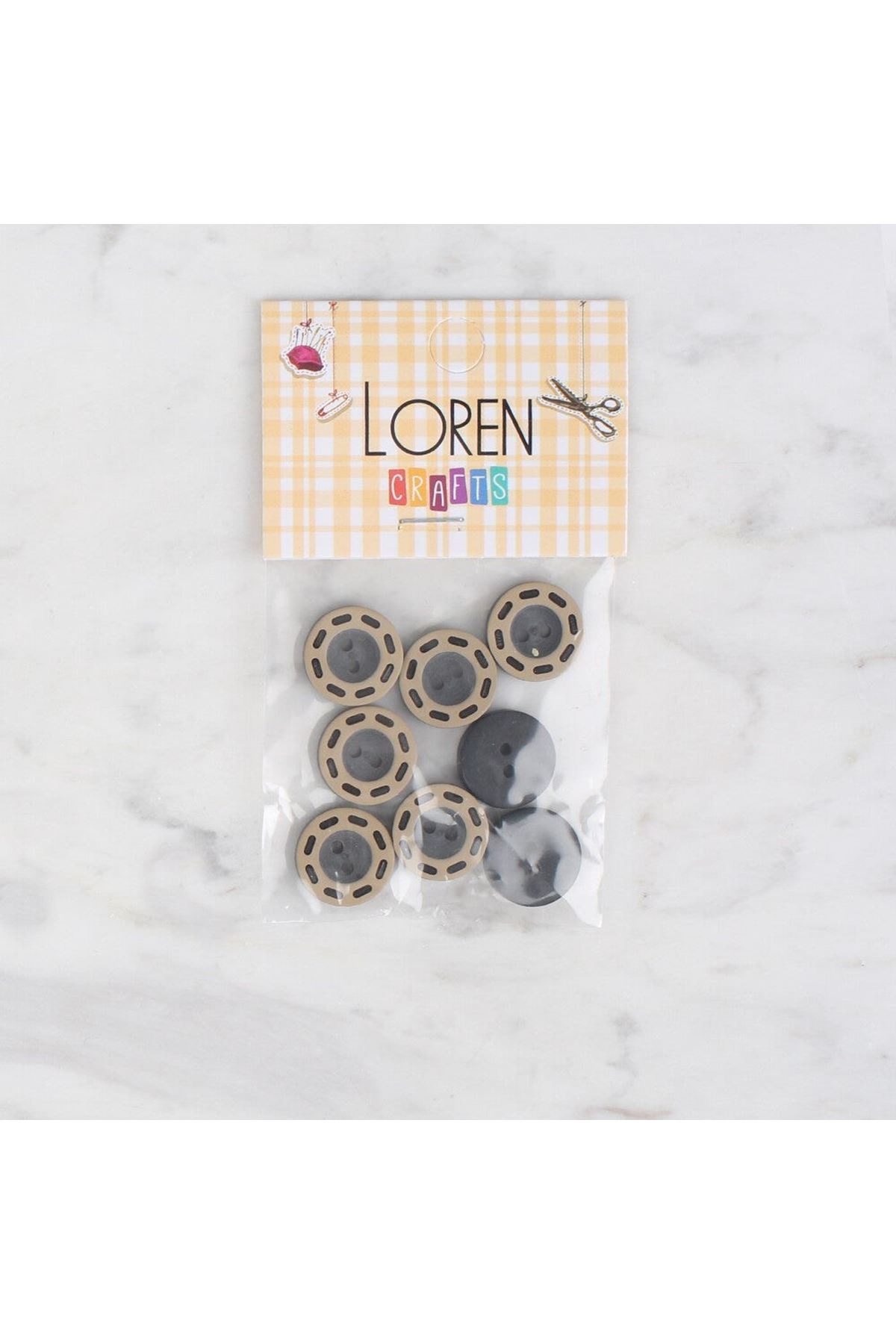 Loren Crafts 8 li Siyah Düğme - 286
