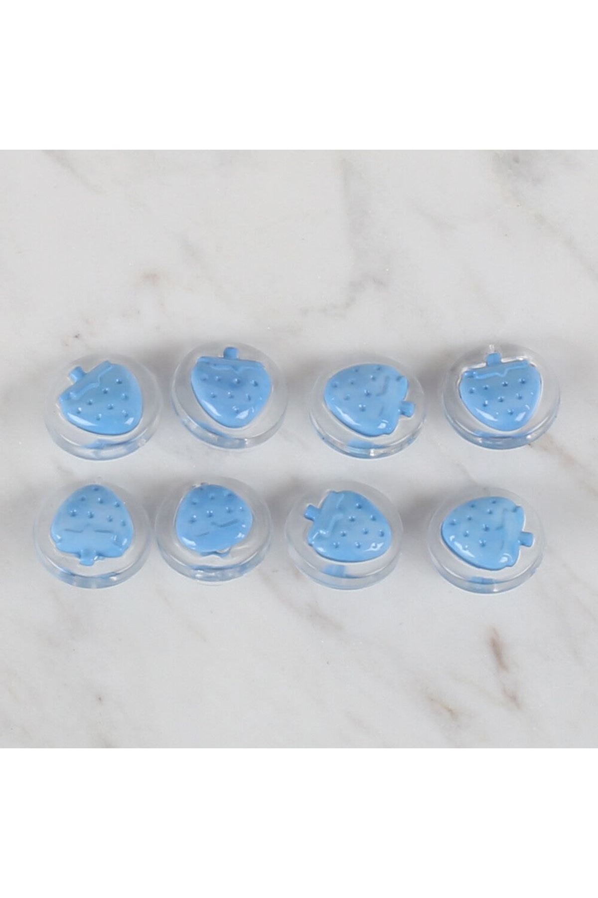 Loren Crafts 8 li Şeffaf Mavi Çilek Düğme - 264