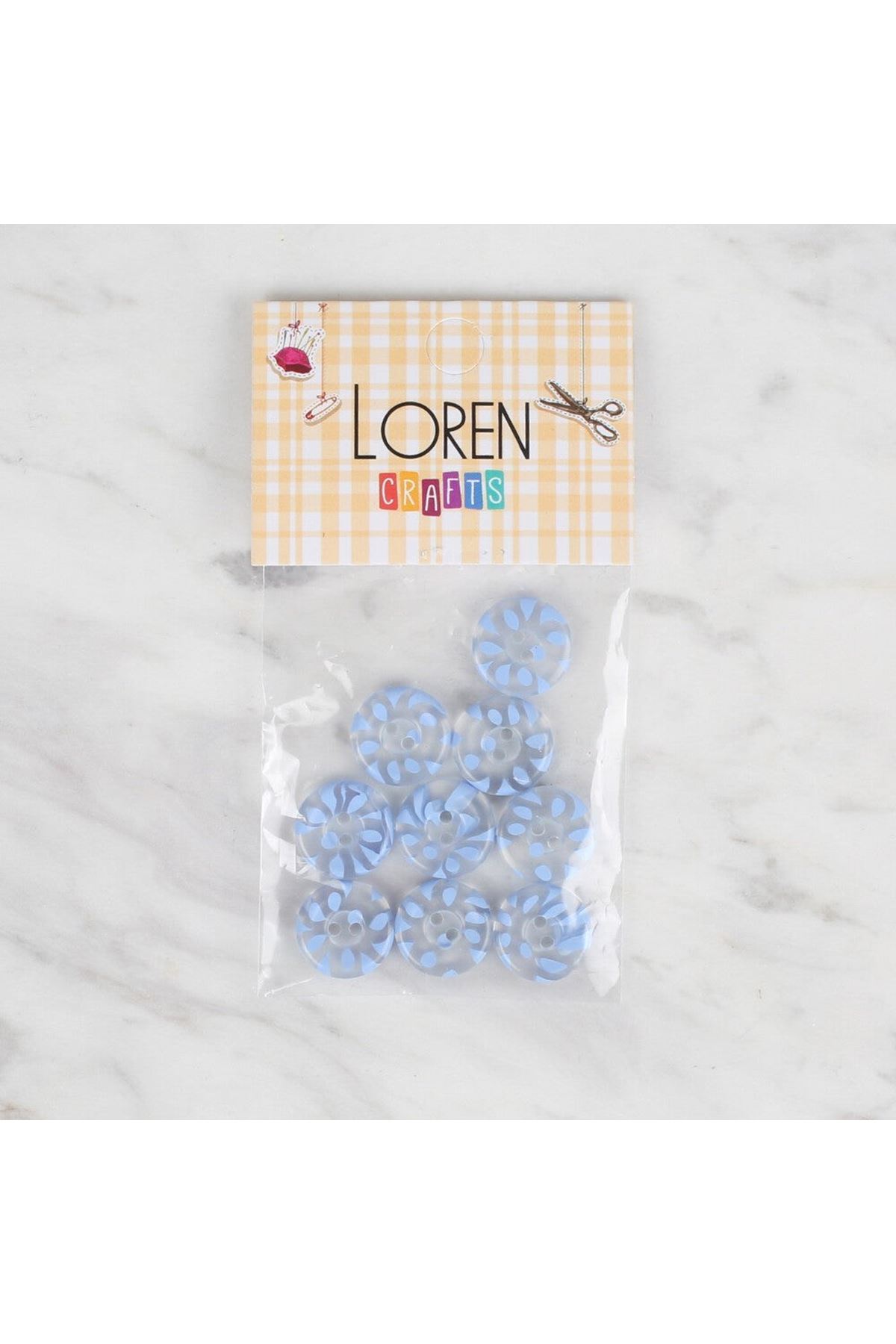 Loren Crafts 8 li Şeffaf Mavi Düğme - 29