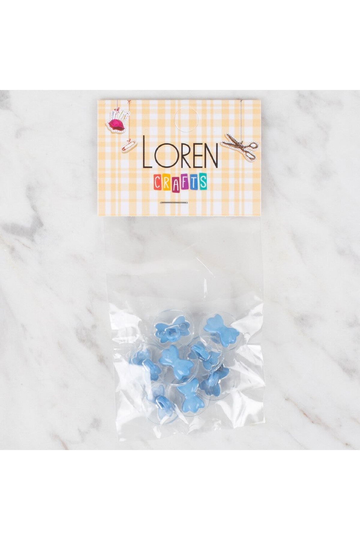 Loren Crafts 8 li Şeffaf Mavi Kurdele Düğme - 266