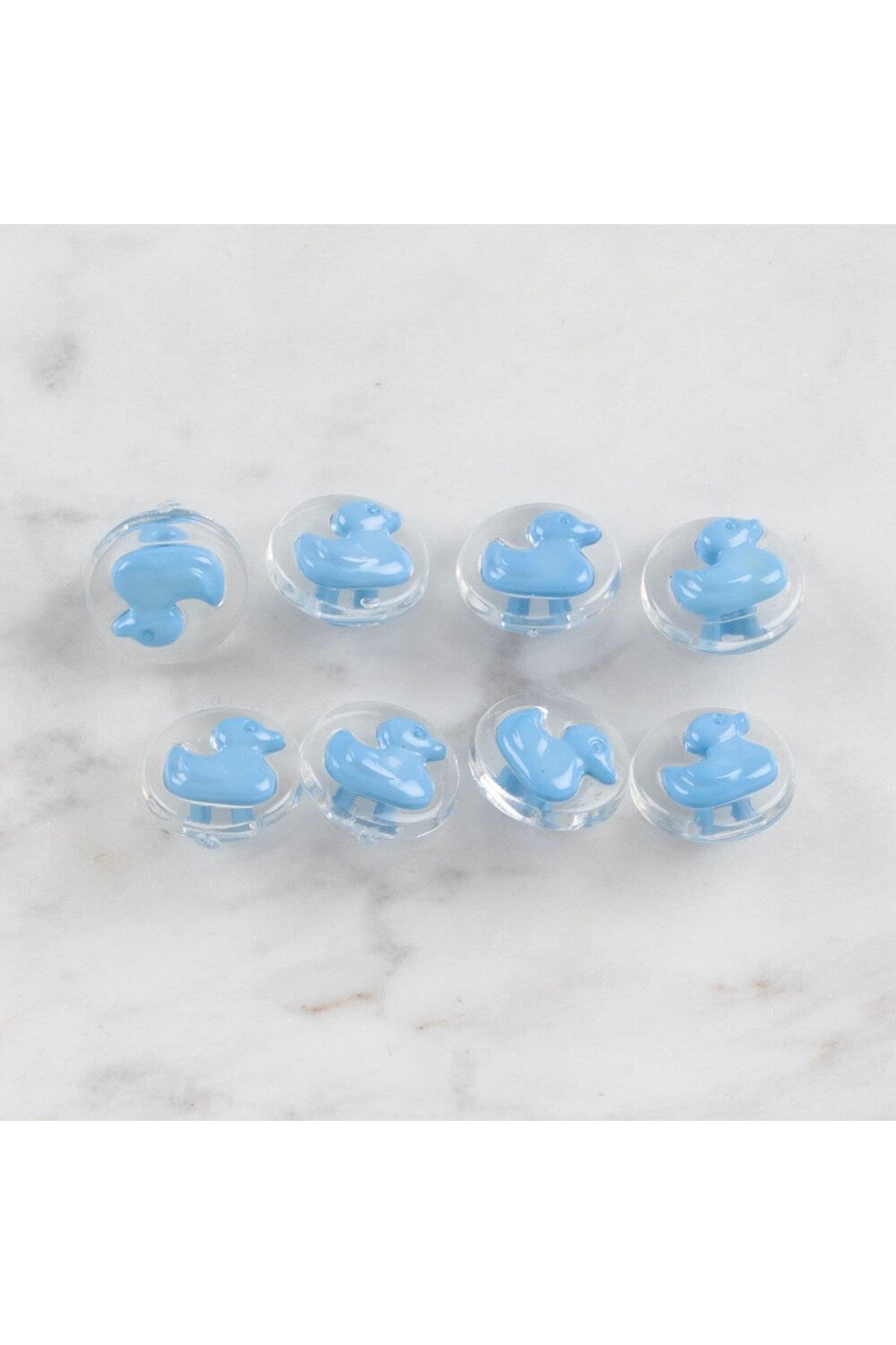 Loren Crafts 8 li Şeffaf Mavi Ördek Düğme - 265