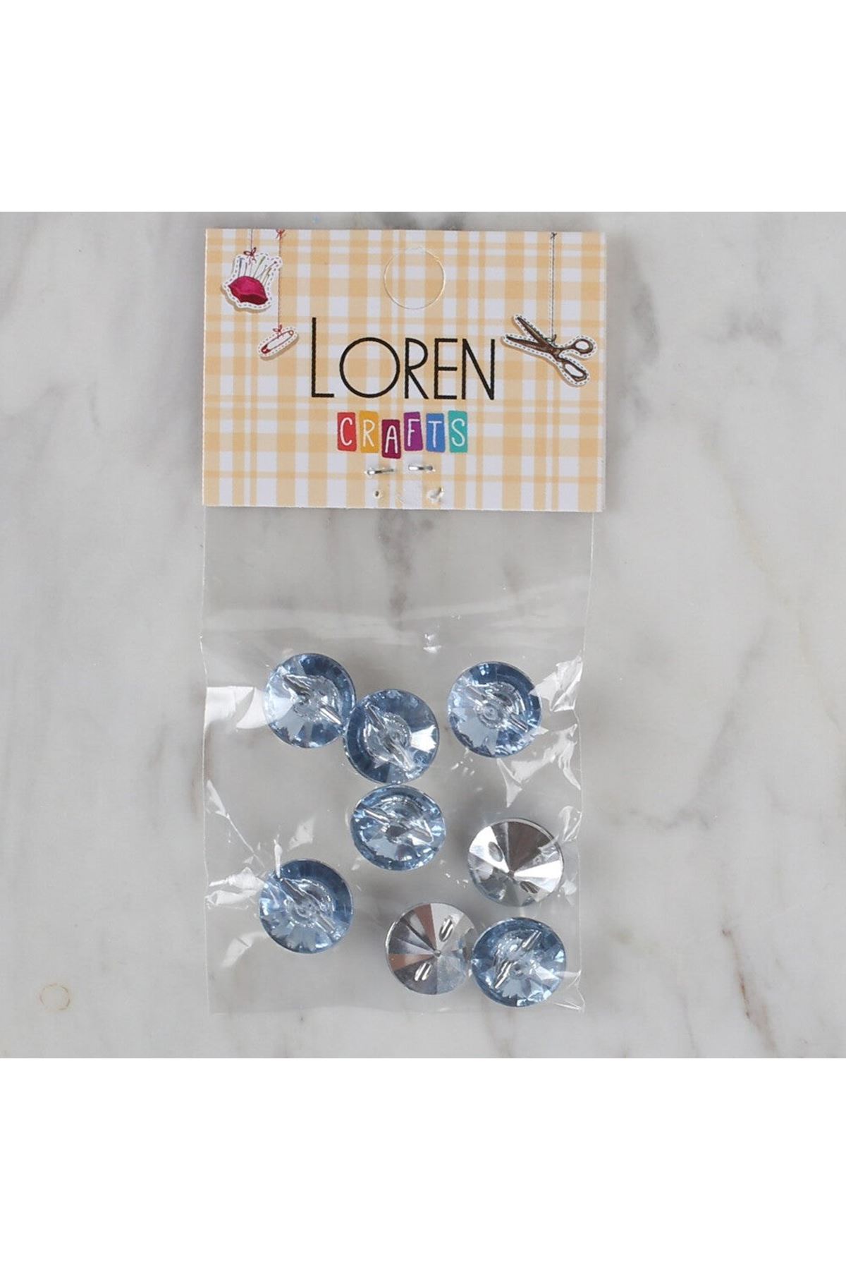 Loren Crafts açık mavi 8 li düğme - 197
