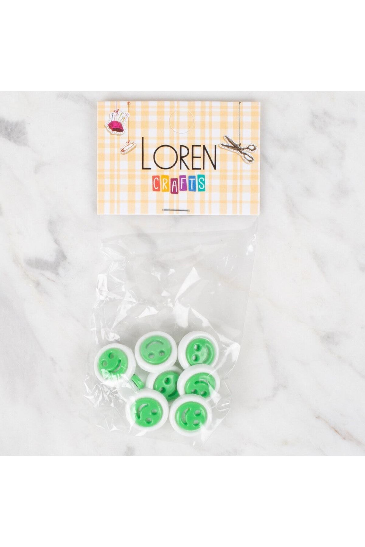 Loren Crafts 8 li Yeşil Gülen Yüz Düğme - 638