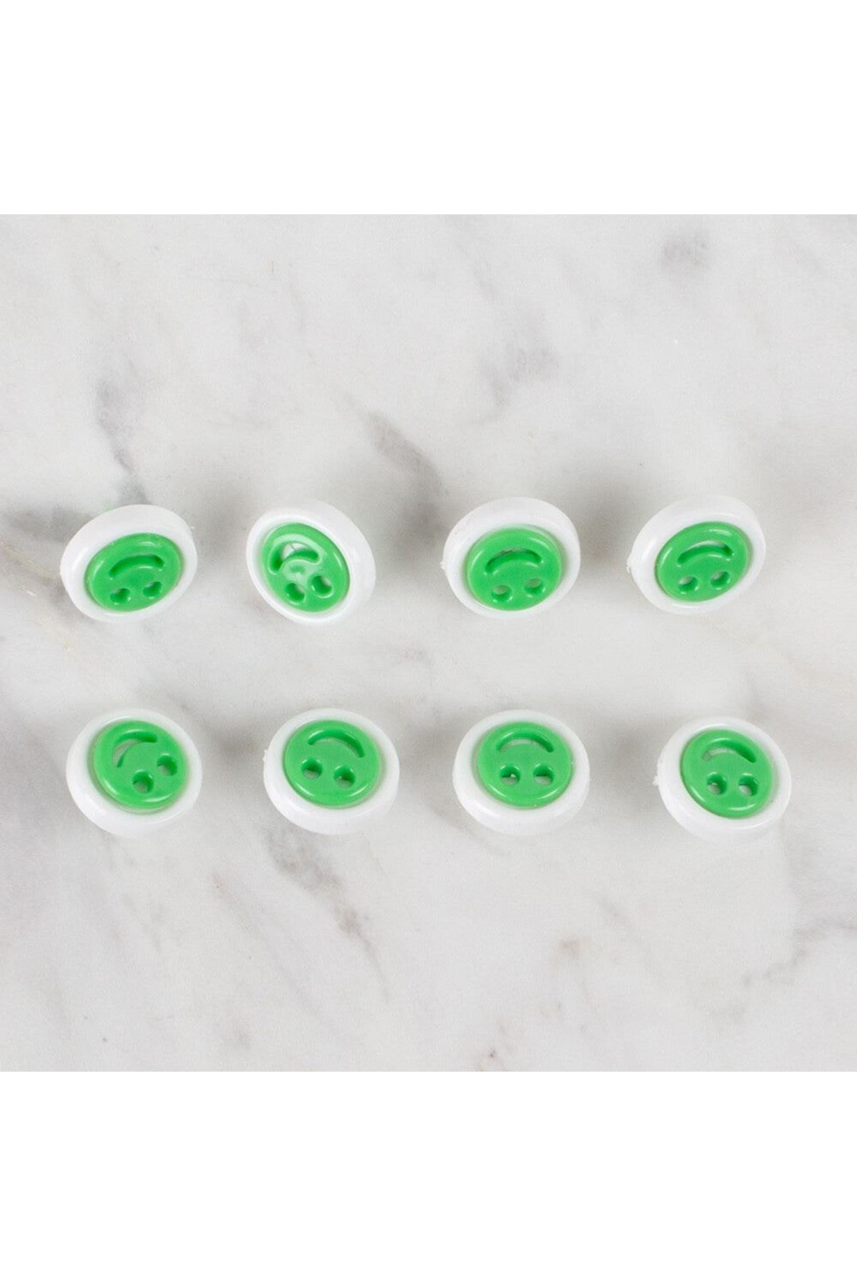 Loren Crafts 8 li Yeşil Gülen Yüz Düğme - 638