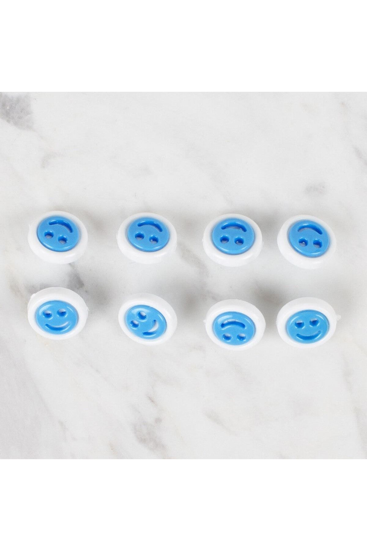 Loren Crafts 8 li Turkuaz Gülen Yüz Düğme - 633