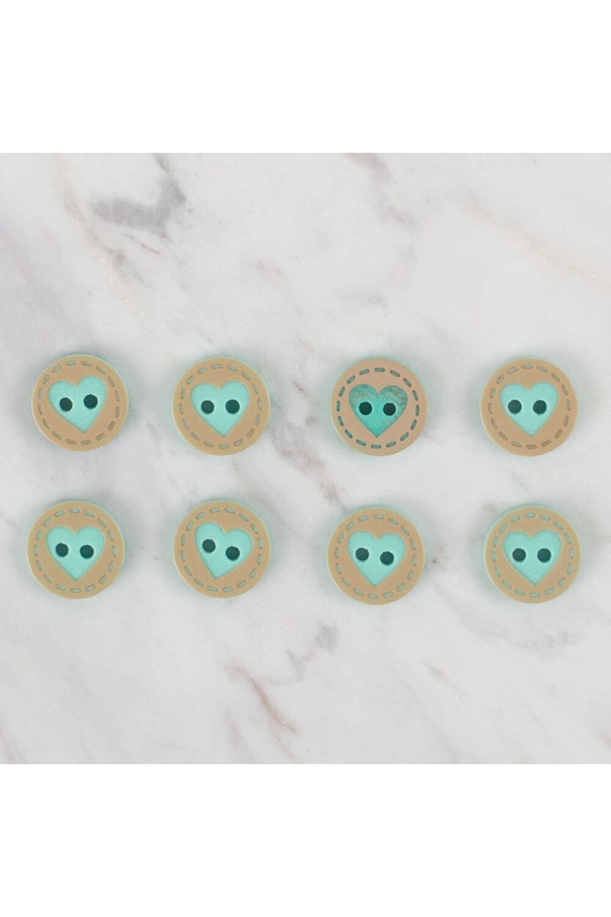 Loren Crafts 8 li Yeşil Kalp Düğme - 325
