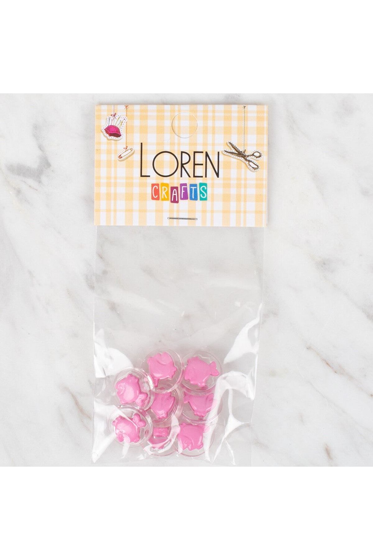 Loren Crafts 8 li Şeffaf Pembe Balık Düğme - 257