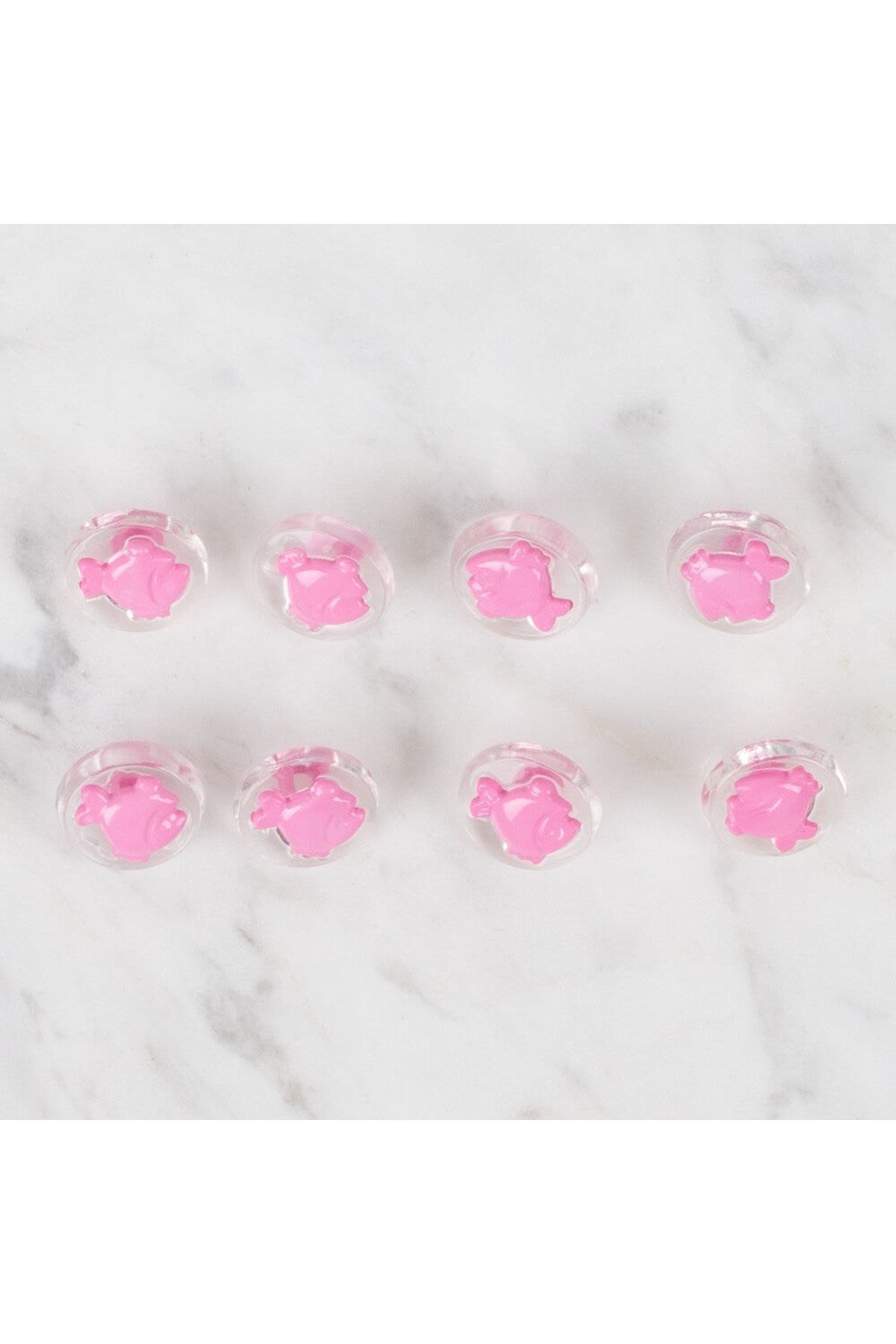 Loren Crafts 8 li Şeffaf Pembe Balık Düğme - 257