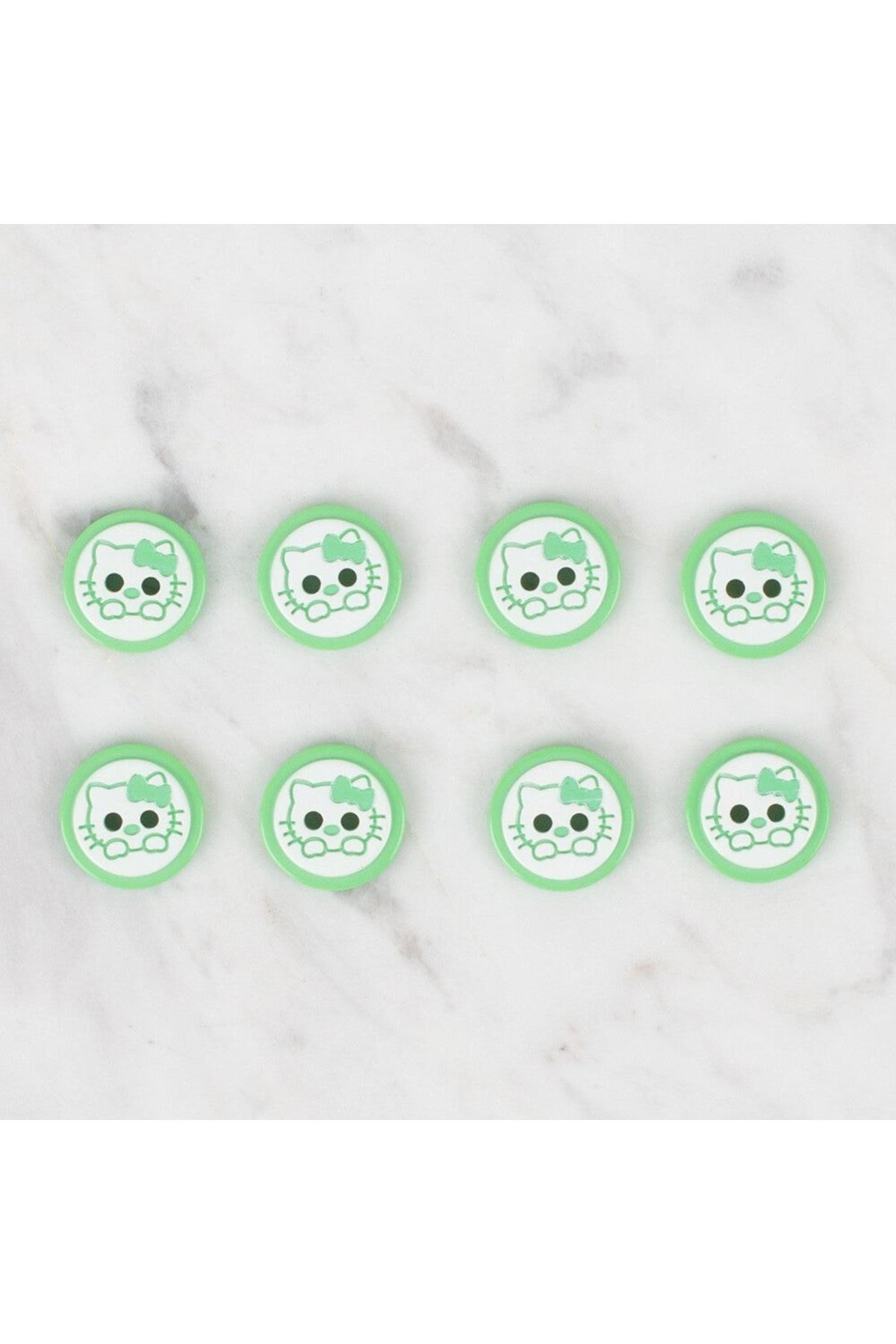 Loren Crafts 8 li Yeşil Kedi Düğme - 589