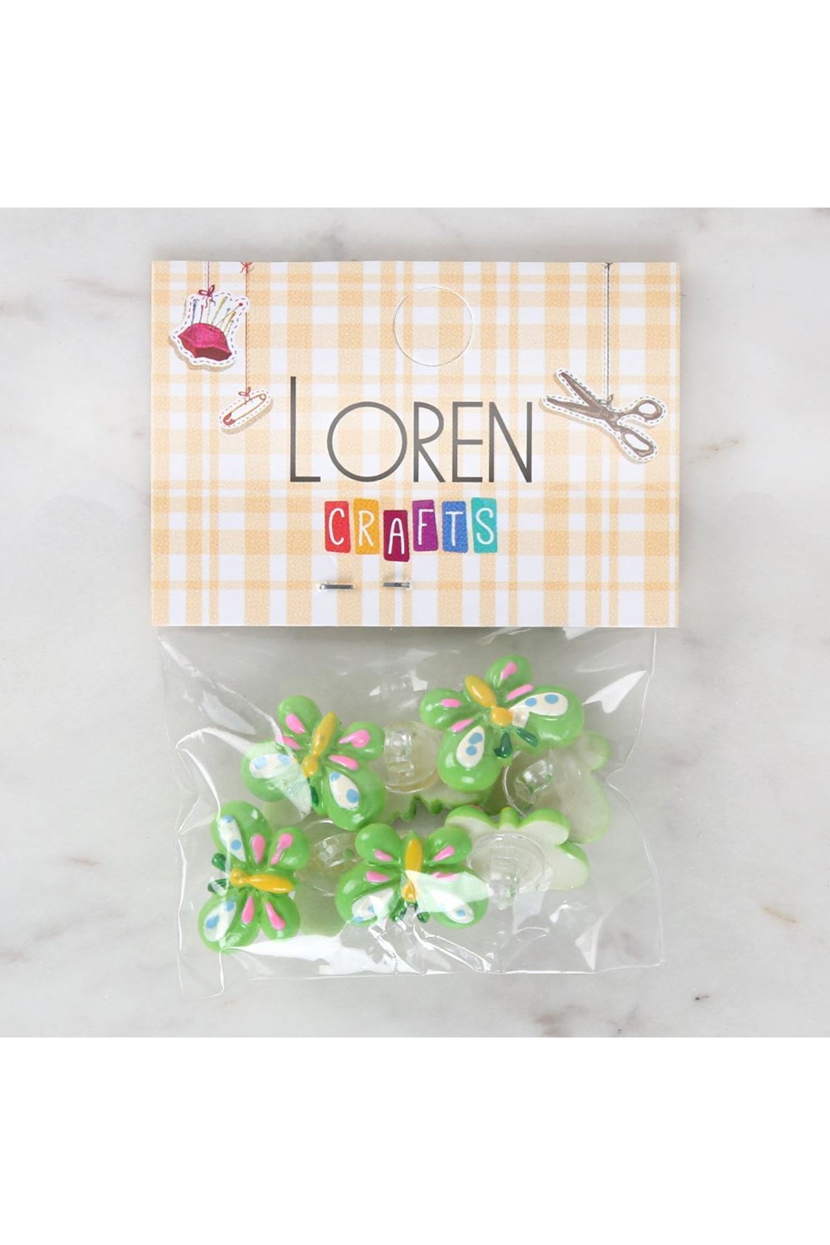 Loren Crafts Yeşil 8'li Düğme - 3019