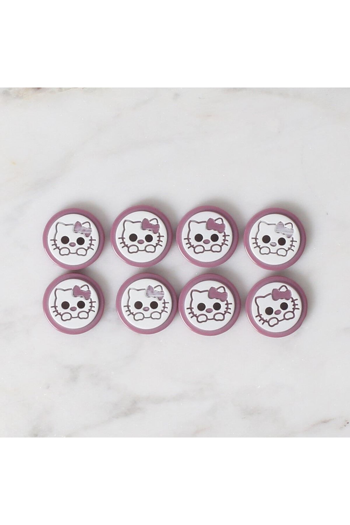 Loren Crafts 8 li Vişne Çürüğü Kedi Düğme - 586