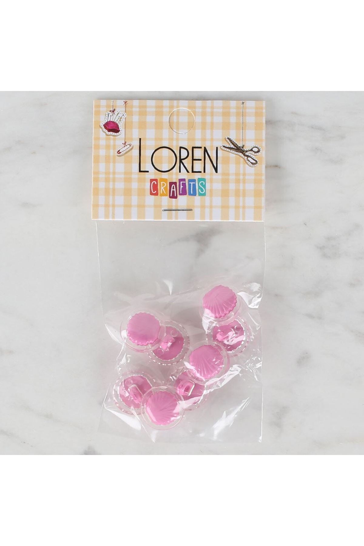Loren Crafts 8 li Şeffaf Pembe Deniz Kabuğu Düğme