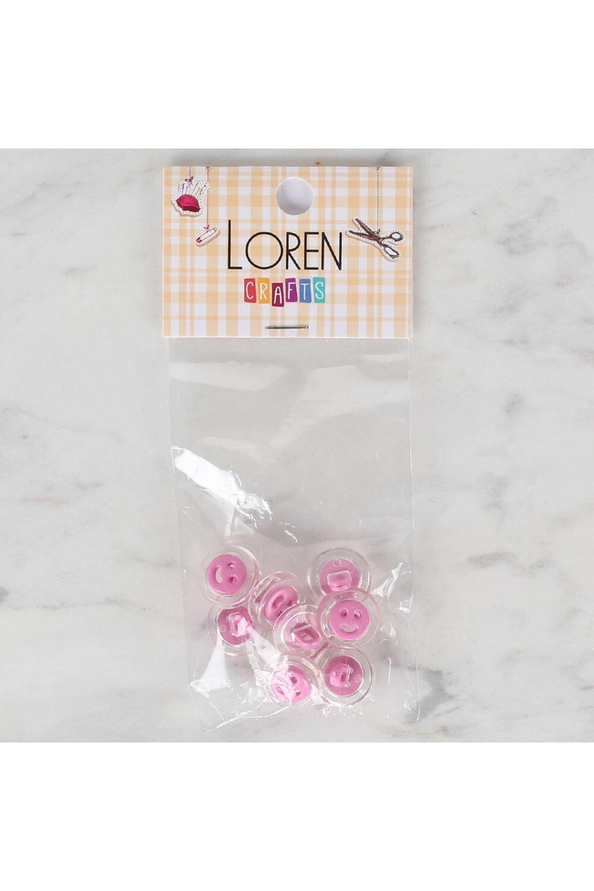Loren Crafts 8 li Şeffaf Pembe Düğme - 260