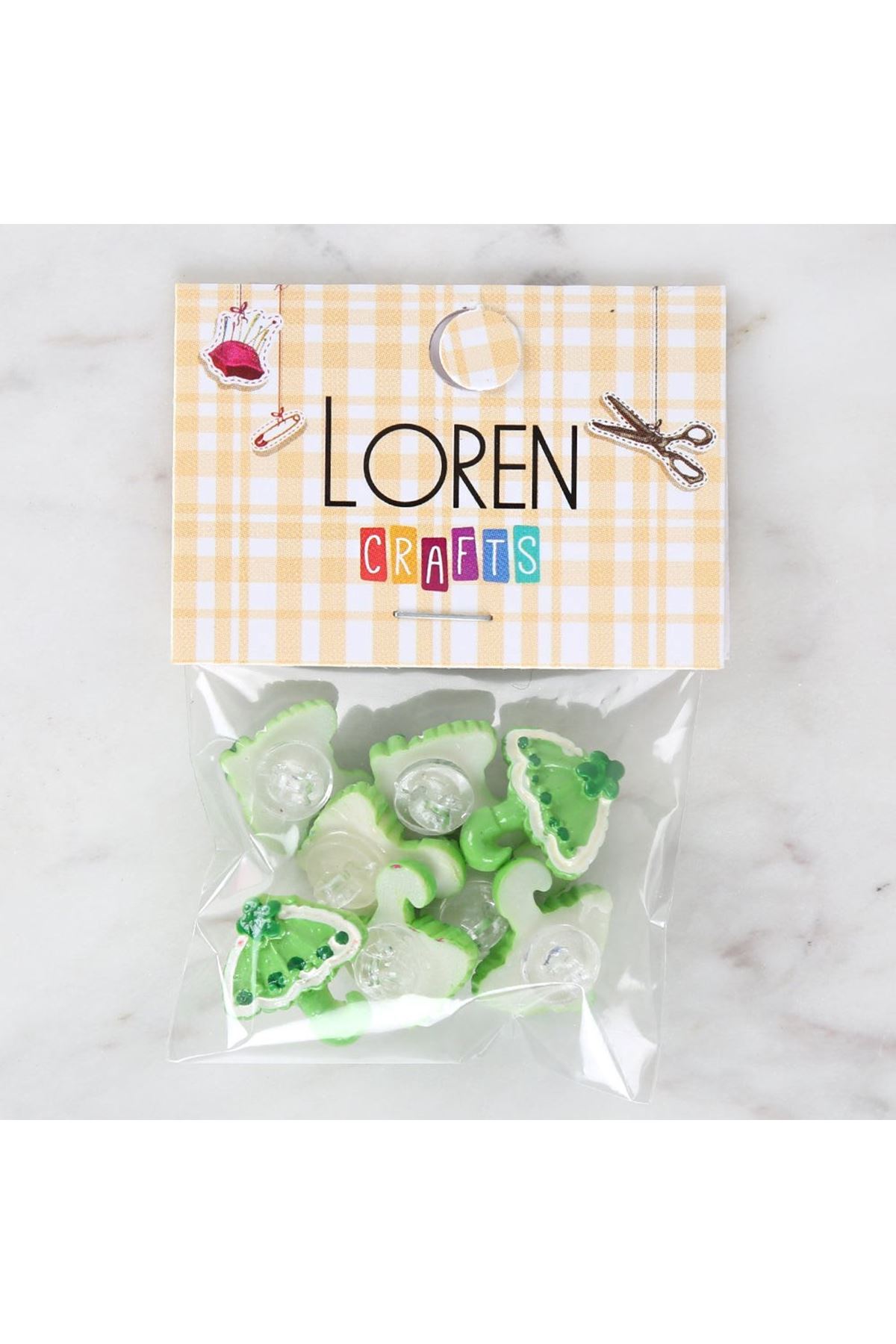 Loren Crafts Yeşil 8'li Düğme - 3013