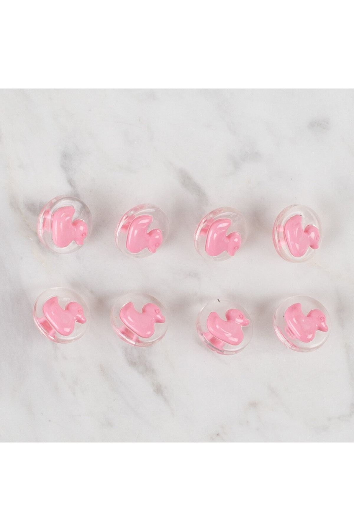 Loren Crafts 8 li Şeffaf Pembe Ördek Düğme - 259