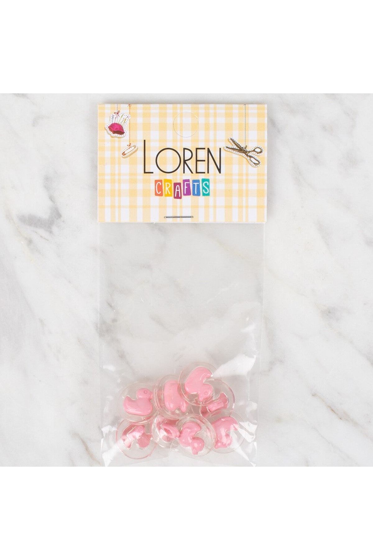 Loren Crafts 8 li Şeffaf Pembe Ördek Düğme - 259