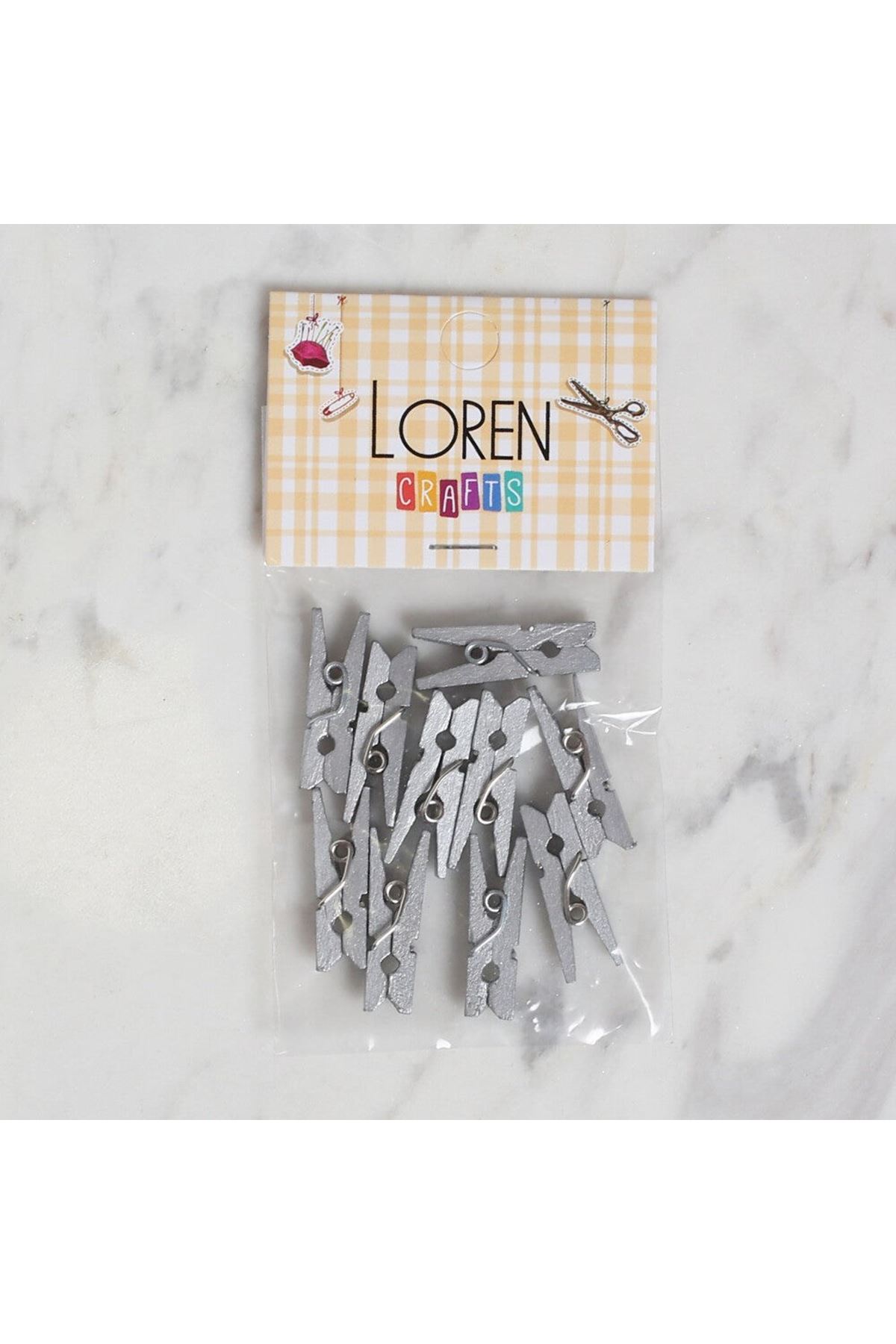 LOREN CRAFTS 10 LU GÜMÜŞ RENK MİNİ MANDAL