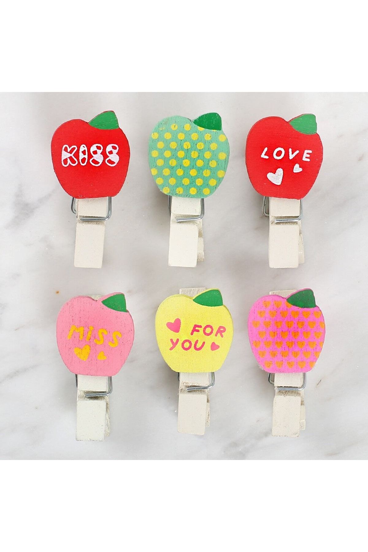 Loren Dekoratif Elma Desenli Mandal 6'lı