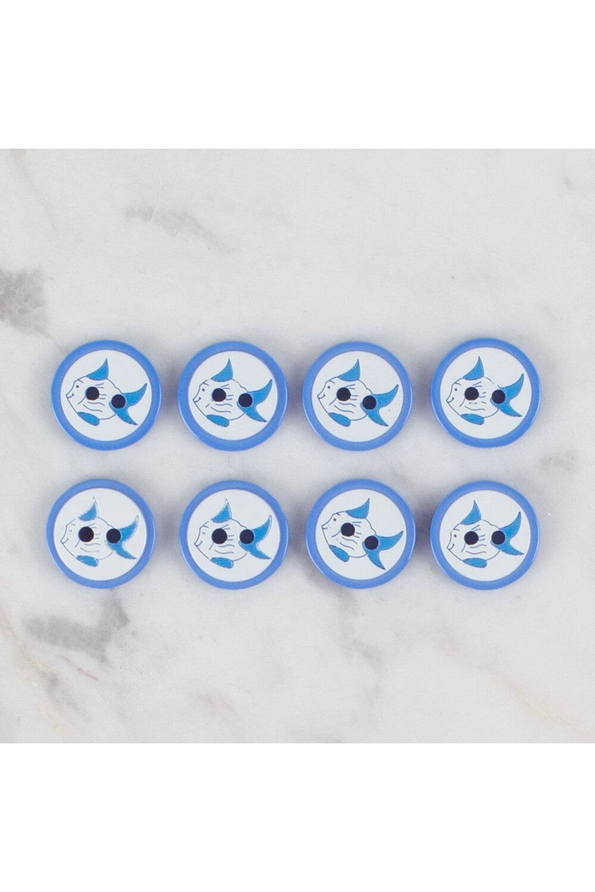 Loren Crafts koyu mavi 8 li balık düğme - 576