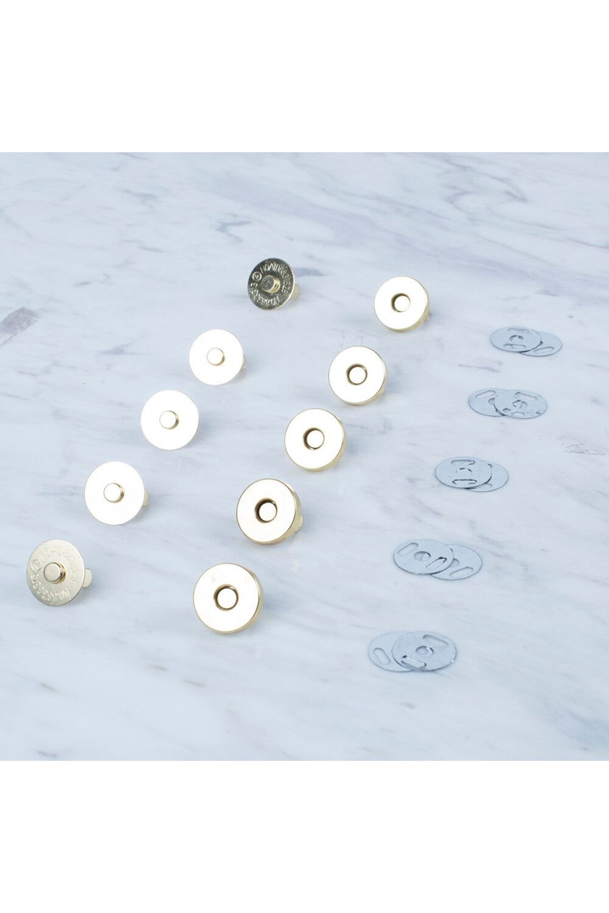 Loren Manyetik Altın Renk Metal 5 li Çıt Çıt Set