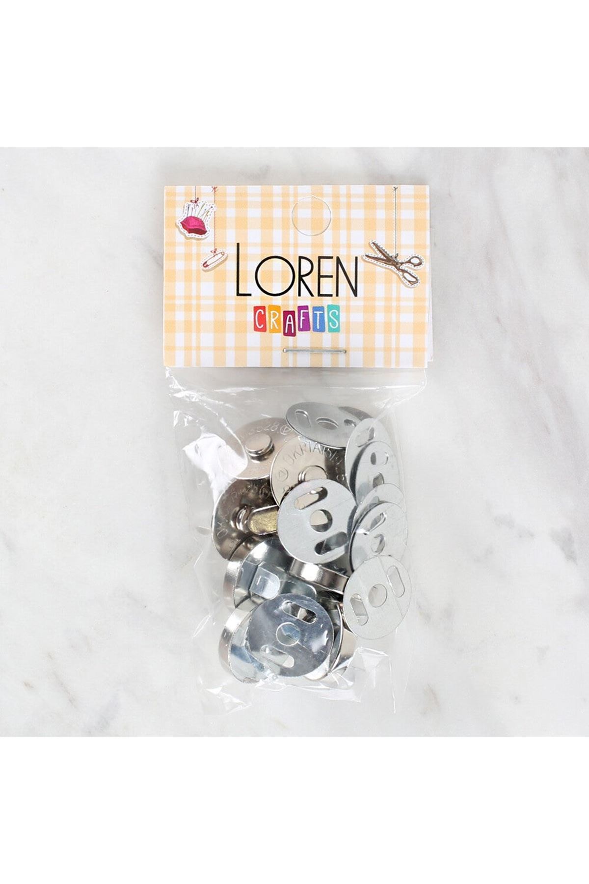 Loren Manyetik Mat Gümüş Metal 5 li Çıt Çıt Set