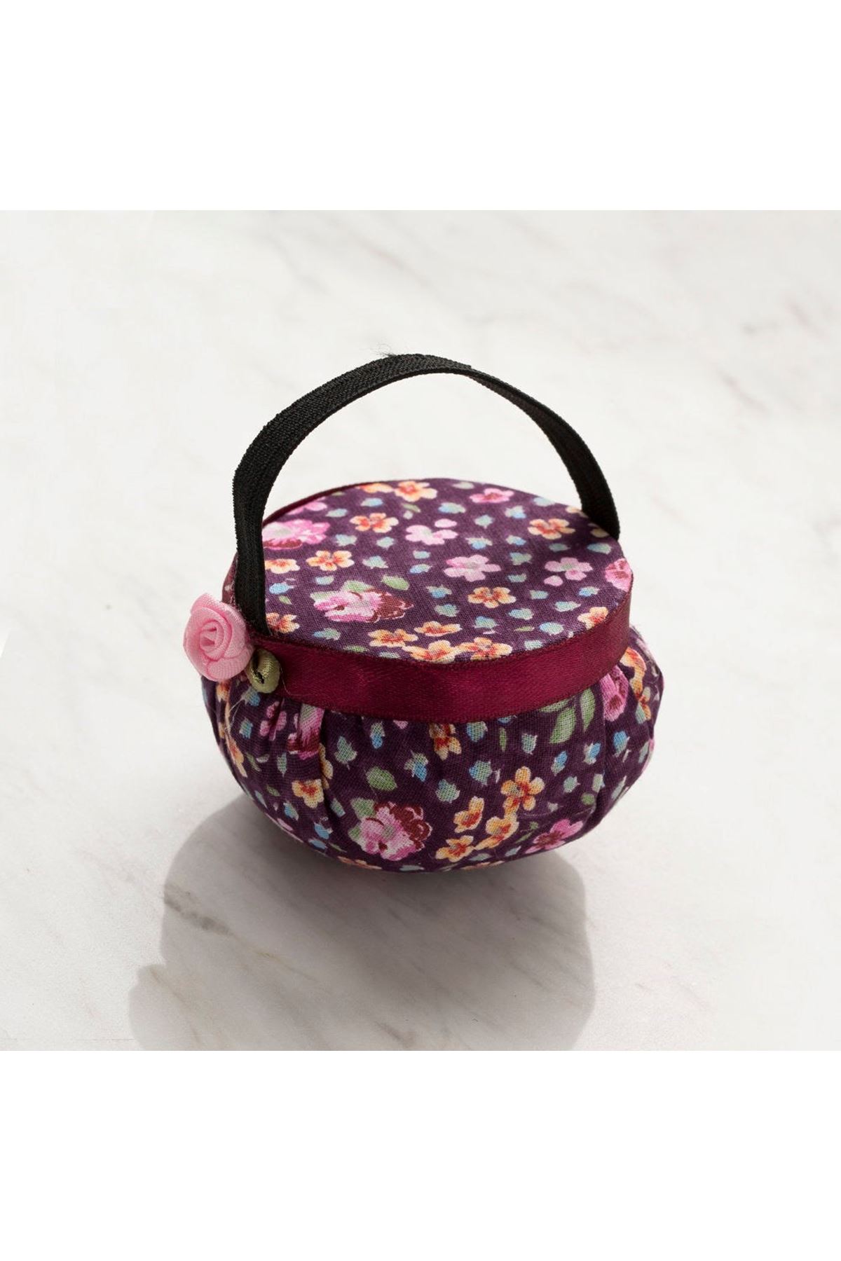 Loren Kola Takılabilir Mor çiçekli iğnedanlık