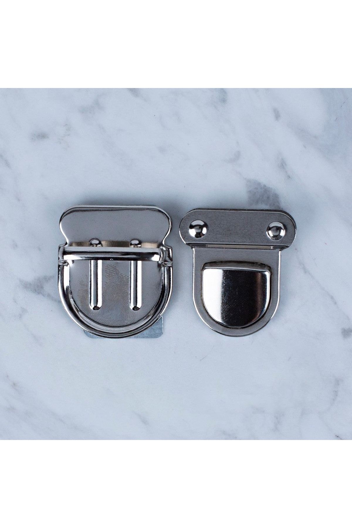 Loren Metal Çanta Kilidi Büyük Gümüş