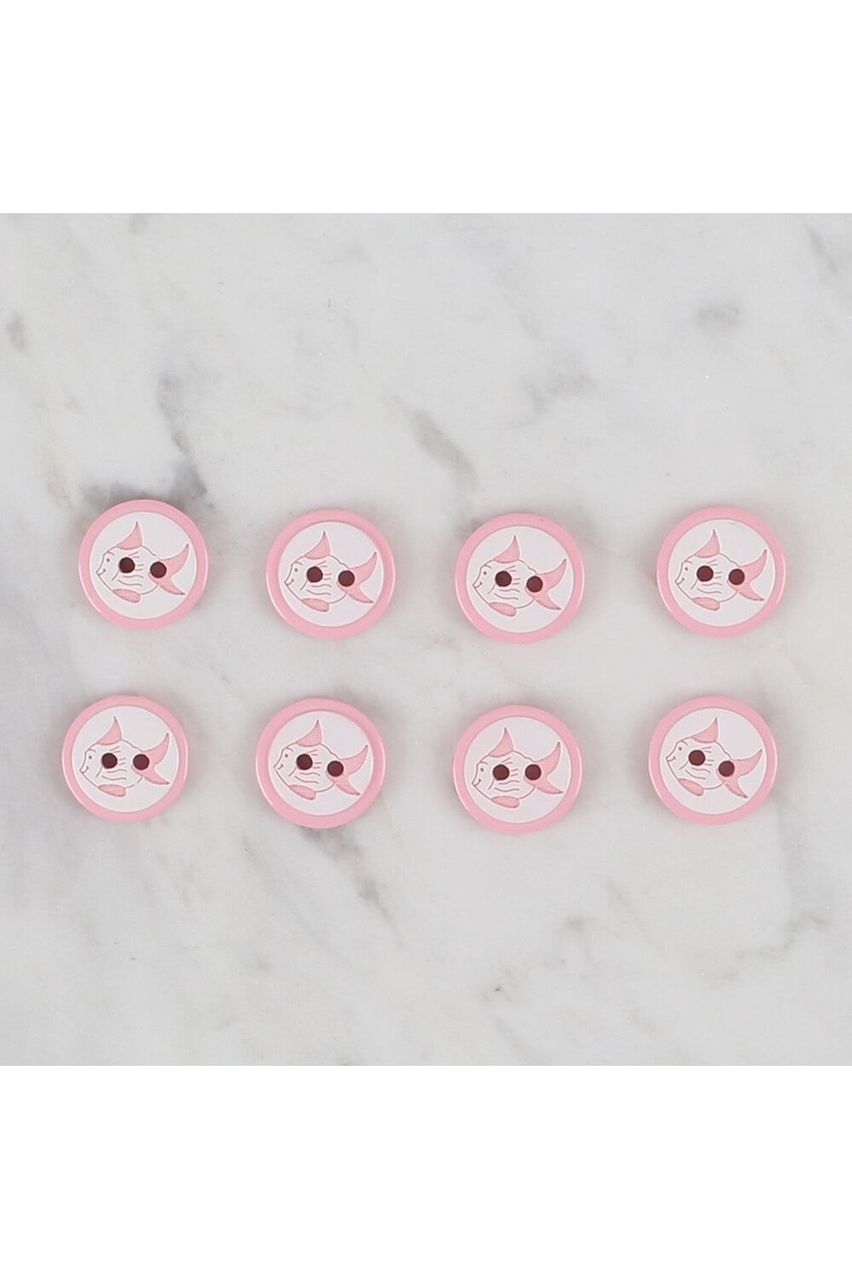 Loren Crafts pembe 8 li balık düğme - 570