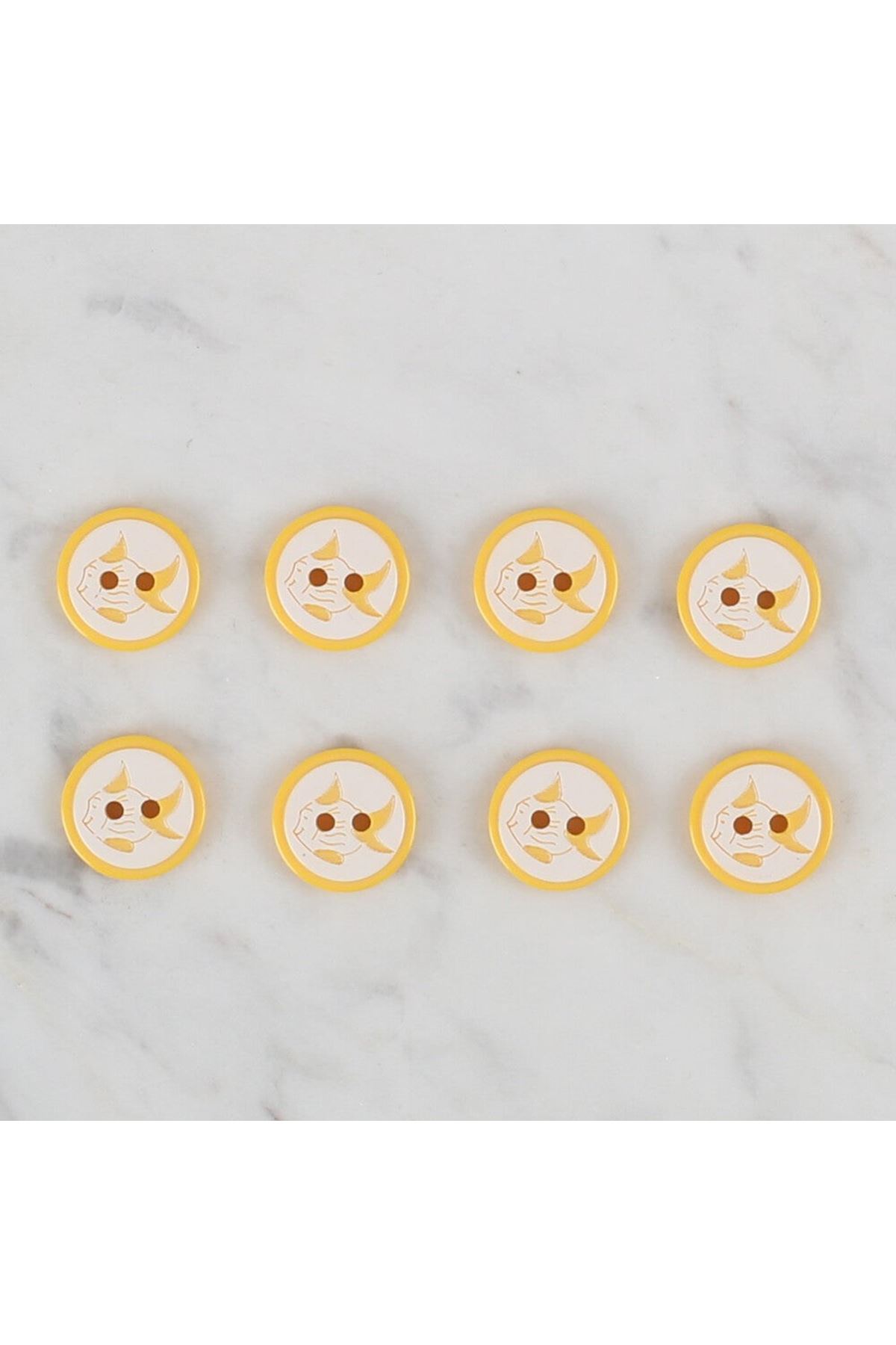 Loren Crafts sarı 8 li balık düğme - 579