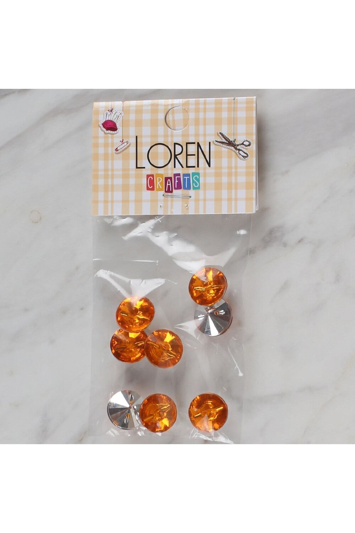 Loren Crafts turuncu 8 li düğme - 205
