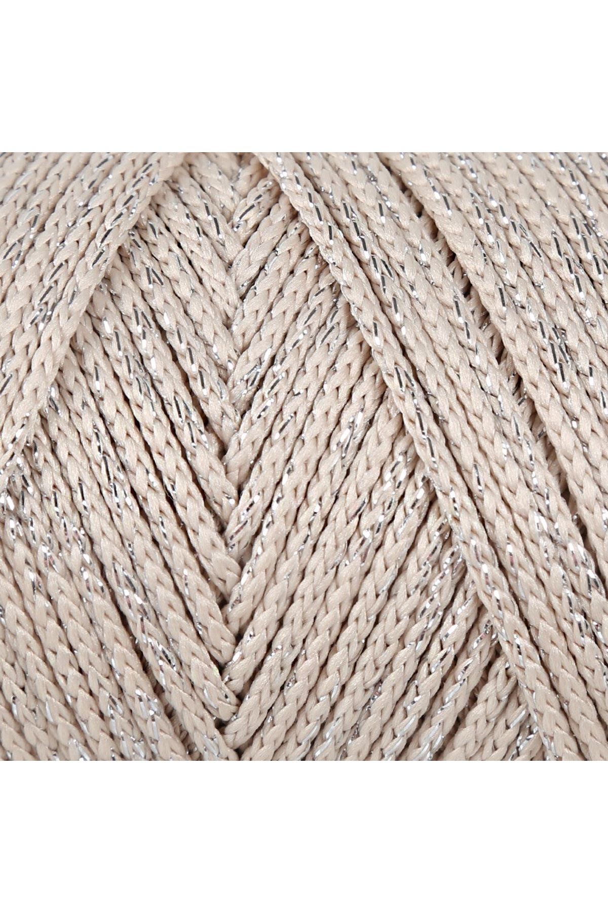 Loren Soft Star Makrome İpi Gümüş Simli Bej RM101